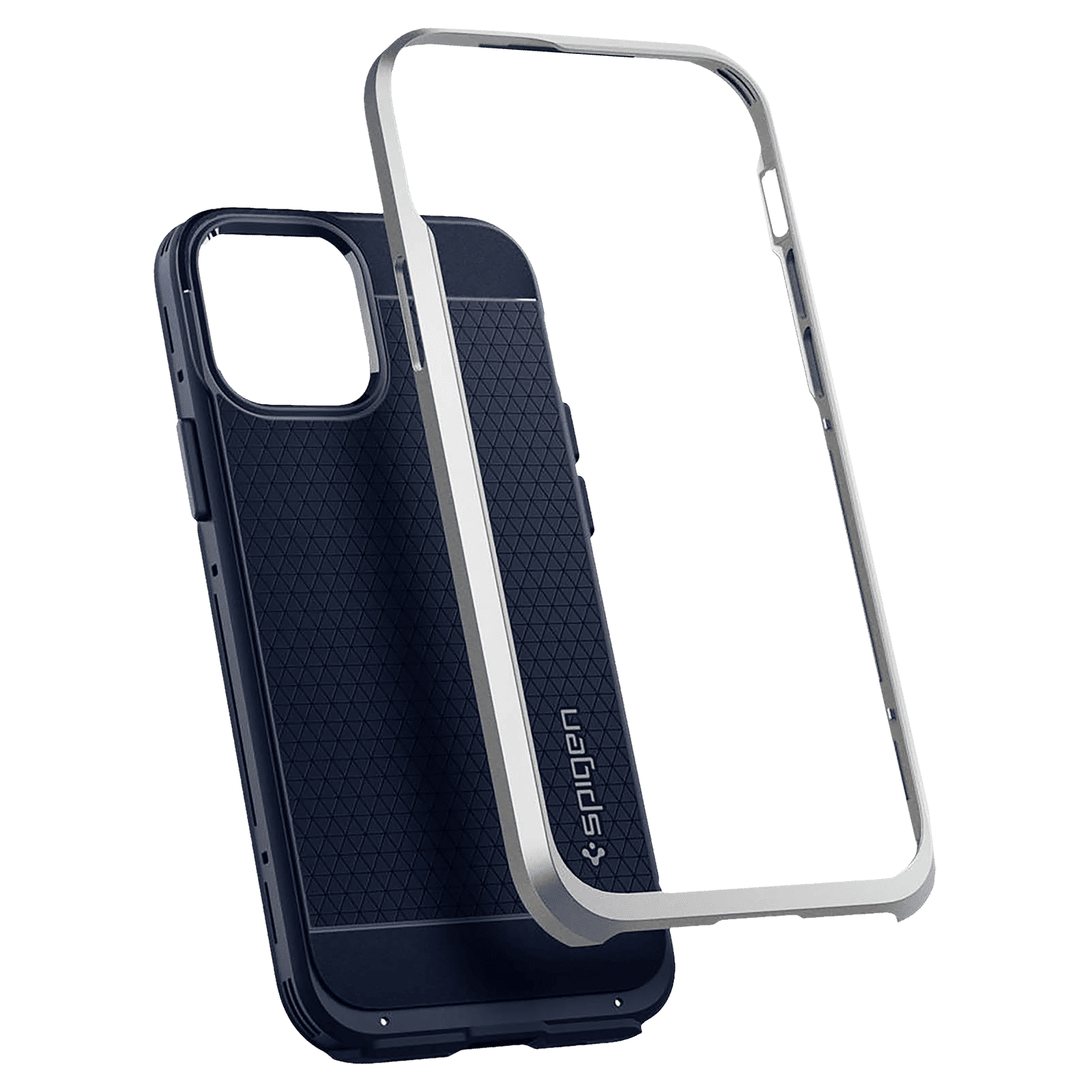spigen Neo Hybrid Polycarbonate & TPU Back Cover for Apple iPhone 12, 12 Pro (Raised Edges, Satin Silver)_12