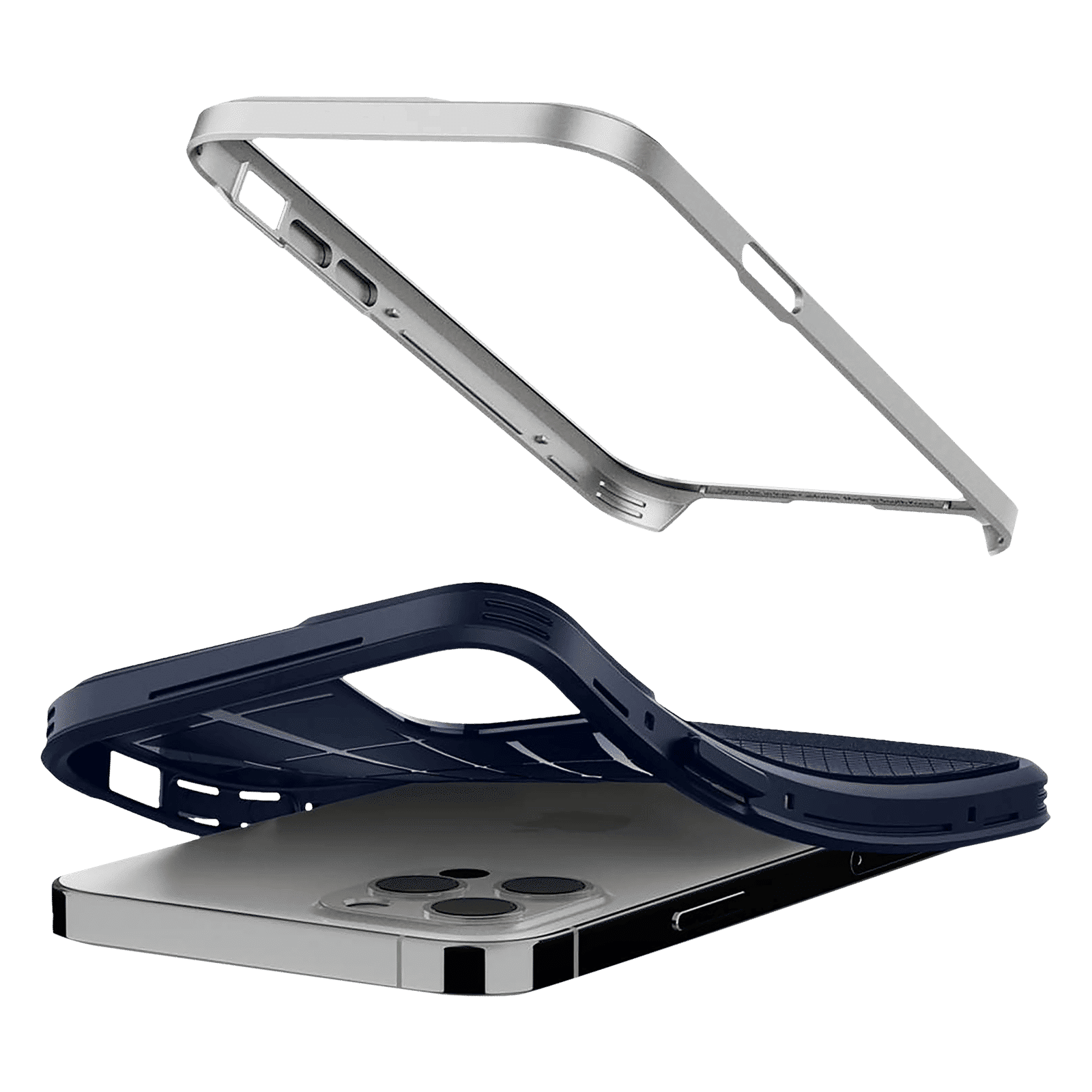 spigen Neo Hybrid Polycarbonate & TPU Back Cover for Apple iPhone 12, 12 Pro (Raised Edges, Satin Silver)_13