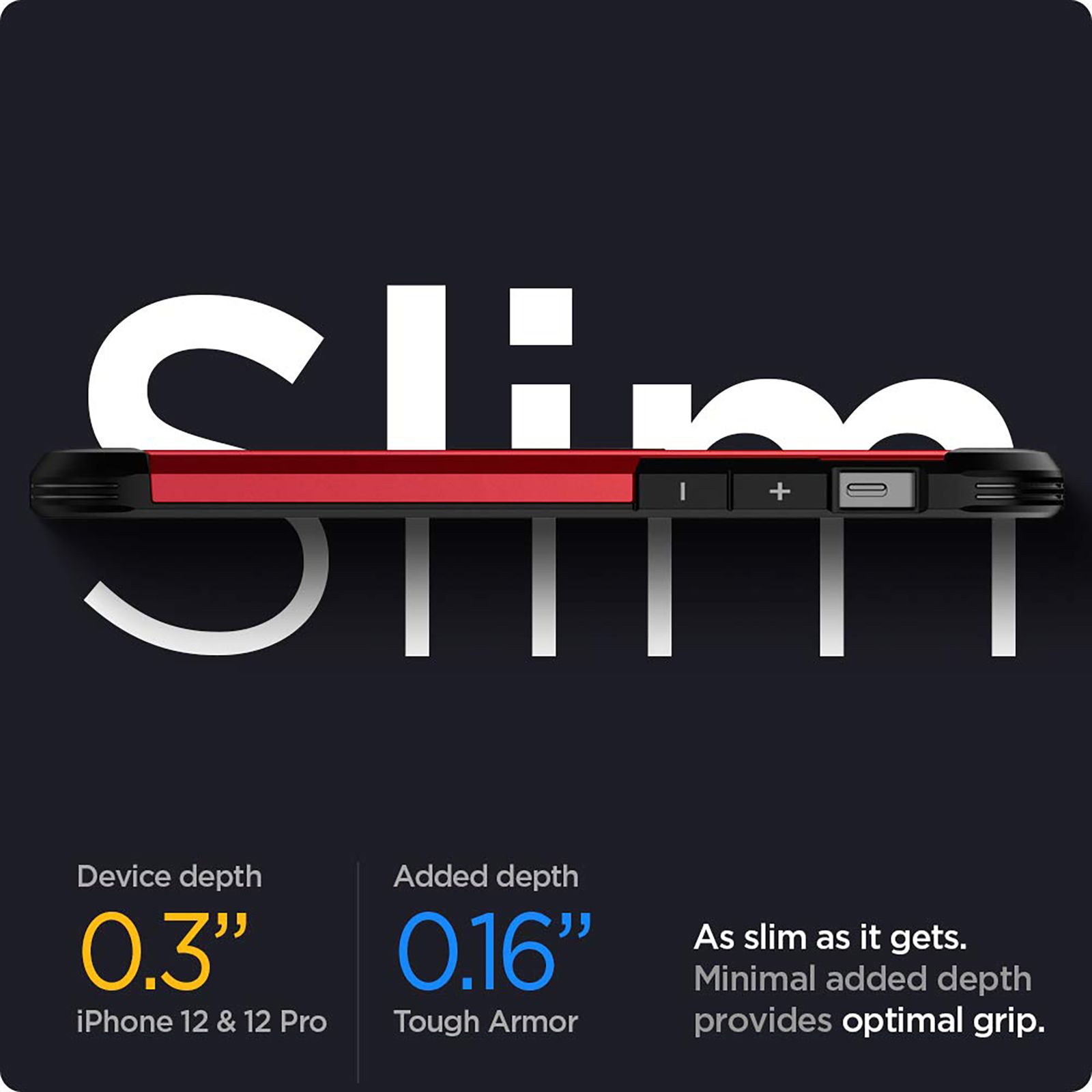 spigen Tough Armor TPU & Polycarbonate Back Case with Stand for Apple iPhone 12, 12 Pro (Wireless Charging Compatible, Red)_4