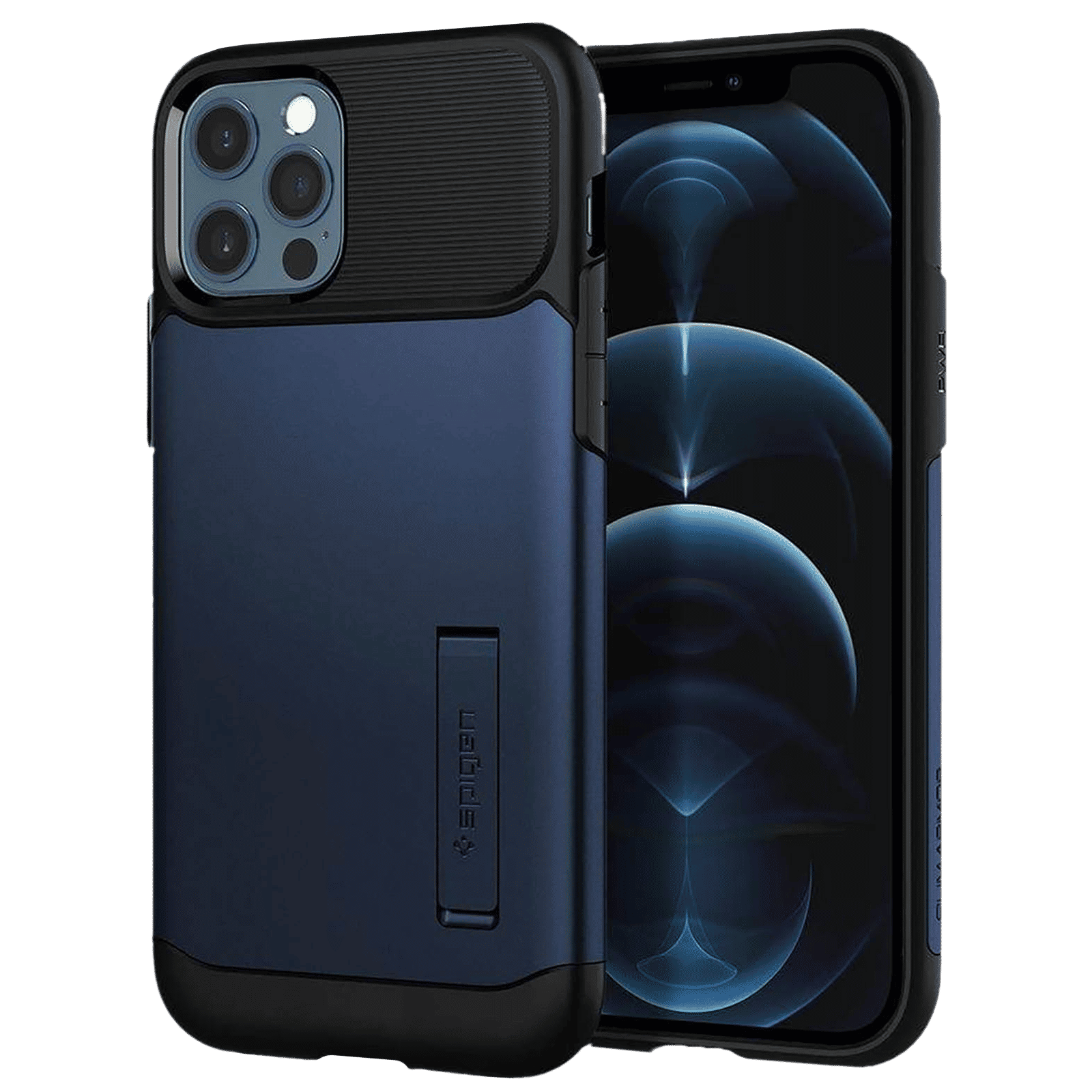 spigen Slim Armor TPU & PC Back Case For iPhone 12/iPhone 12 Pro (Air Cushion Technology, ACS02516, Navy Blue)_1