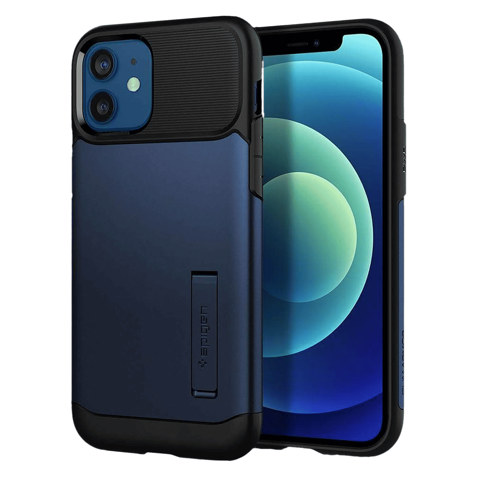 spigen Slim Armor TPU & PC Back Case For iPhone 12/iPhone 12 Pro (Air Cushion Technology, ACS02516, Navy Blue)_3