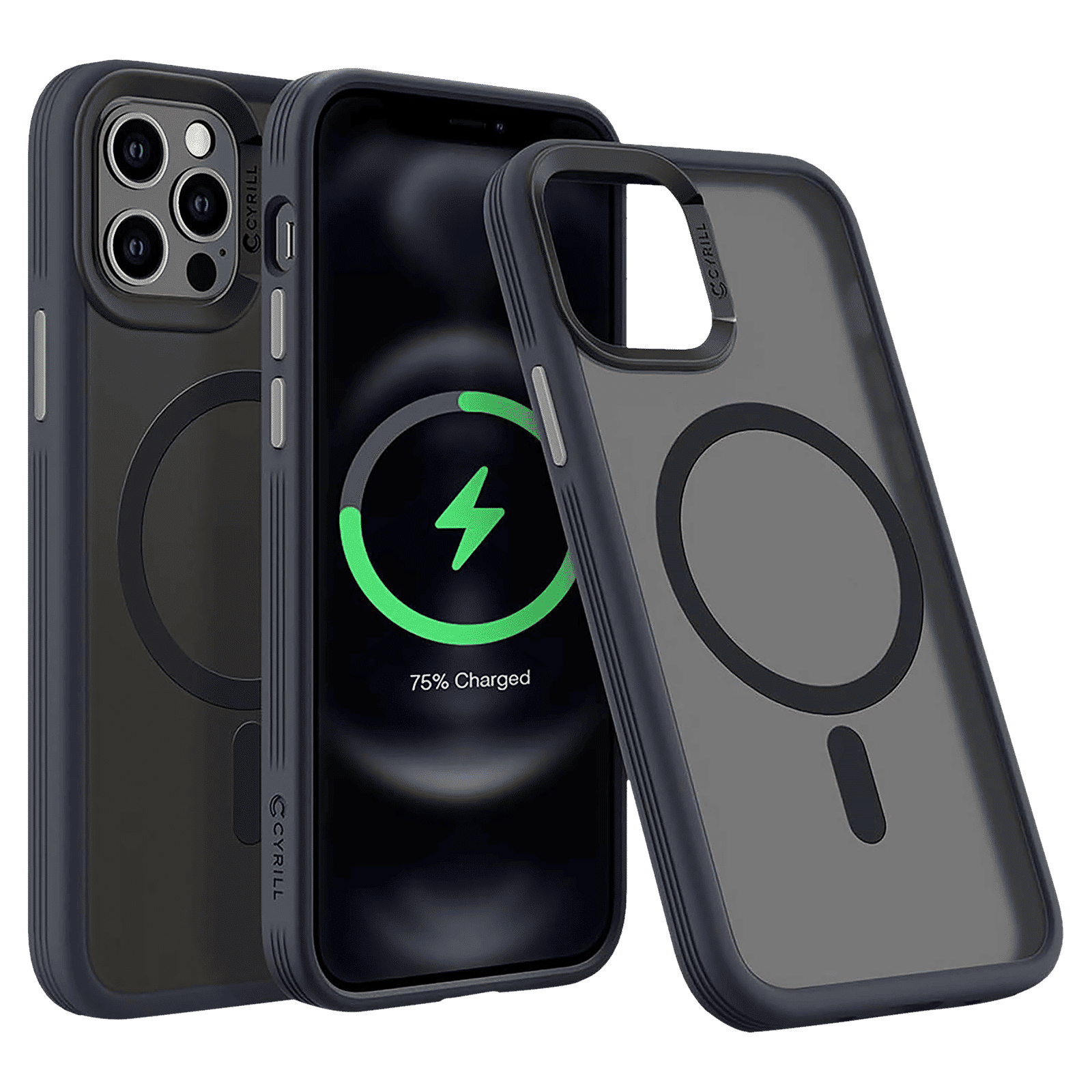 spigen TPU and Polycarbonate Back Cover for Apple iPhone 12 and iPhone 12 Pro (Wireless Charging Support,, Graphite)_1