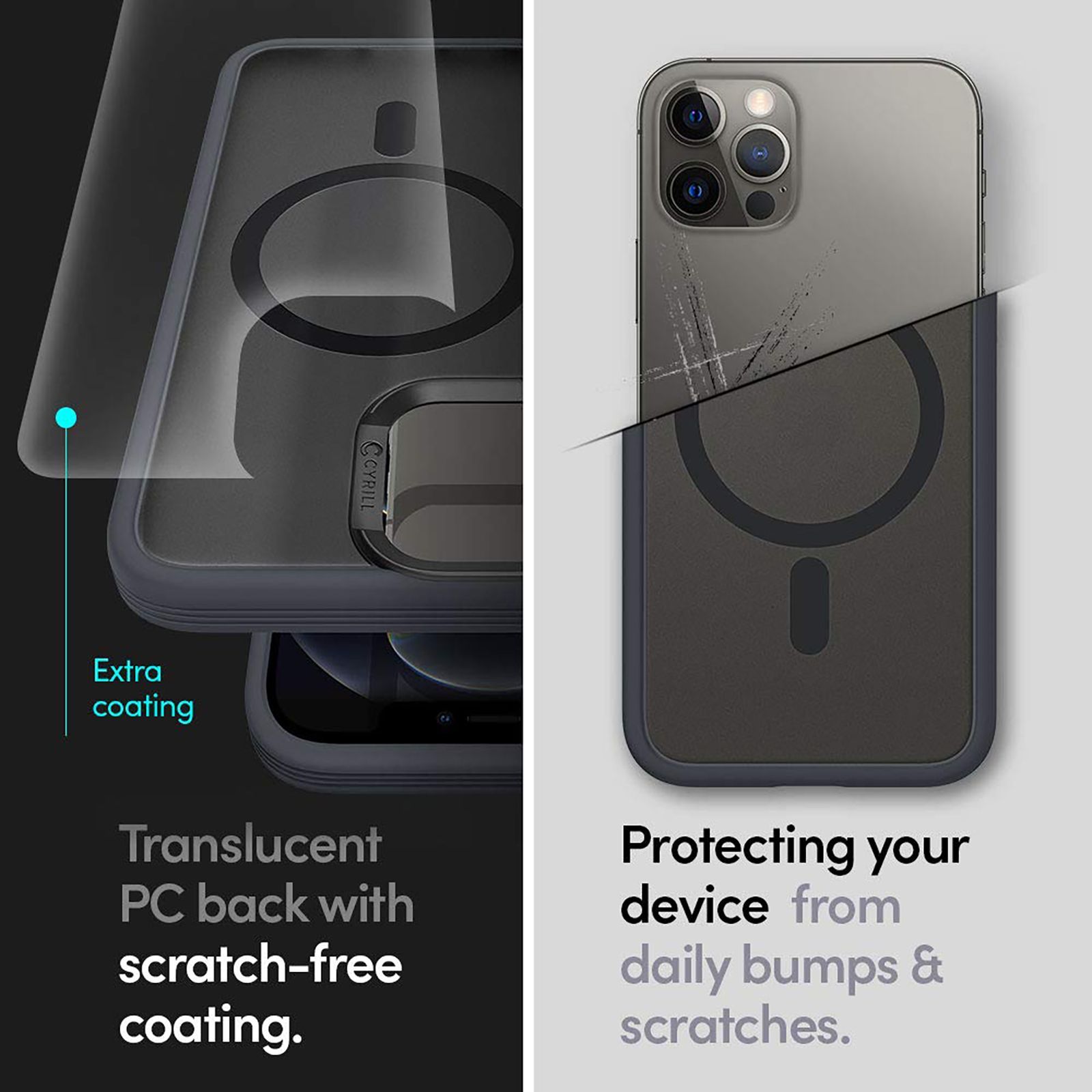 spigen TPU and Polycarbonate Back Cover for Apple iPhone 12 and iPhone 12 Pro (Wireless Charging Support,, Graphite)_3