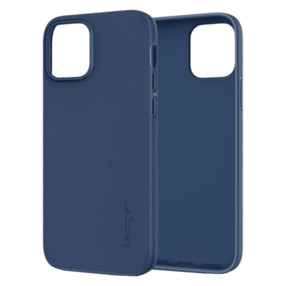 spigen Thin Fit Polycarbonate Back Cover for Apple iPhone 12, 12 Pro (Wireless Charging Compatible, Deep Blue)_16