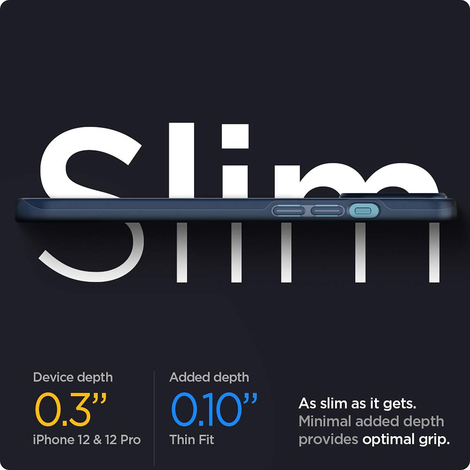 spigen Thin Fit Polycarbonate Back Cover for Apple iPhone 12, 12 Pro (Wireless Charging Compatible, Deep Blue)_6