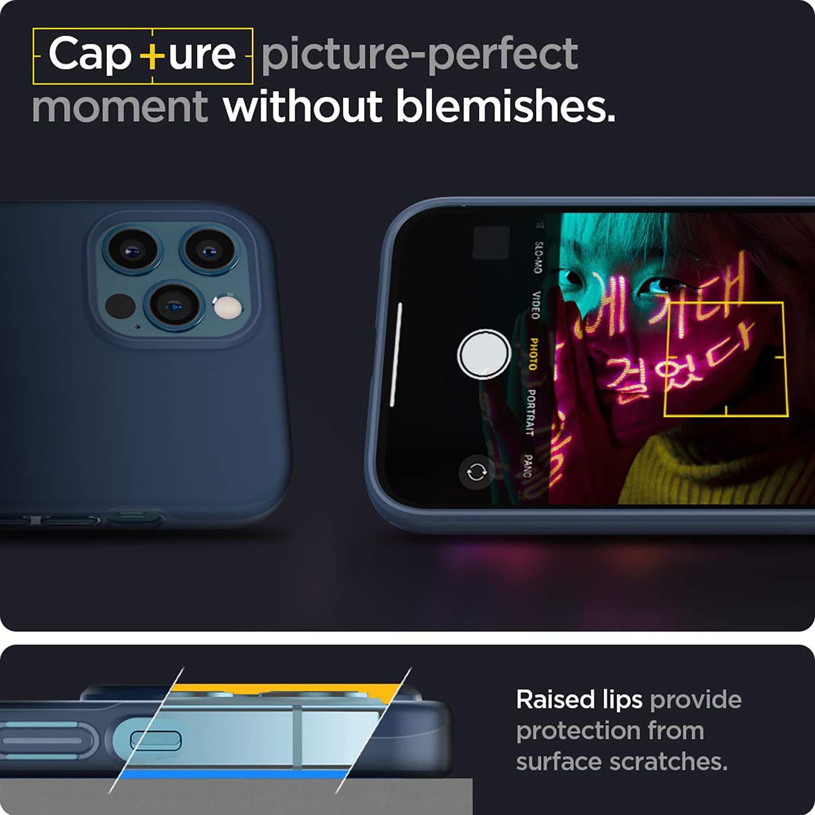 spigen Thin Fit Polycarbonate Back Cover for Apple iPhone 12, 12 Pro (Wireless Charging Compatible, Deep Blue)_8