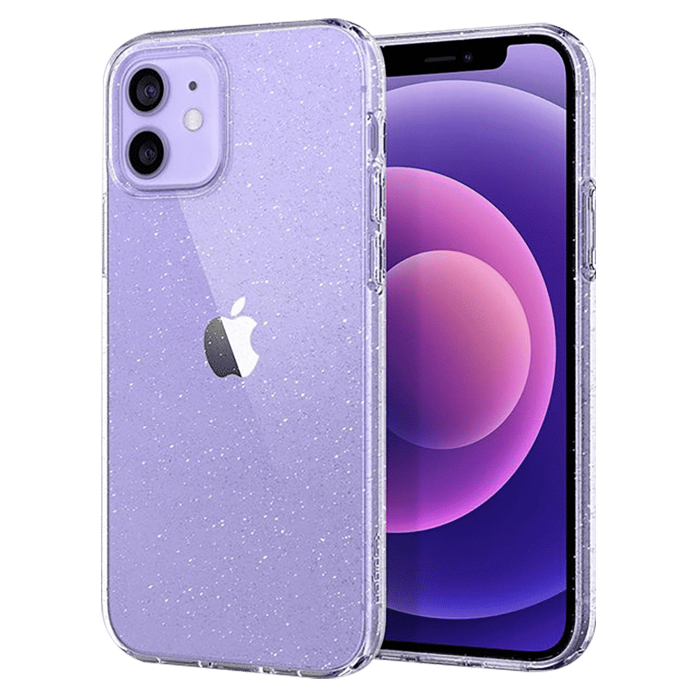 spigen Liquid Crystal Glitter TPU Back Cover for Apple iPhone 12, 12 Pro (Wireless Charging Compatible, Crystal Quartz)_10