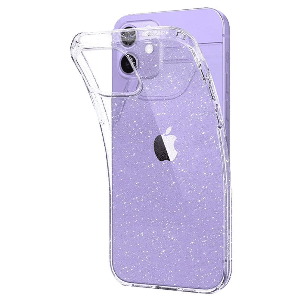 spigen Liquid Crystal Glitter TPU Back Cover for Apple iPhone 12, 12 Pro (Wireless Charging Compatible, Crystal Quartz)_12