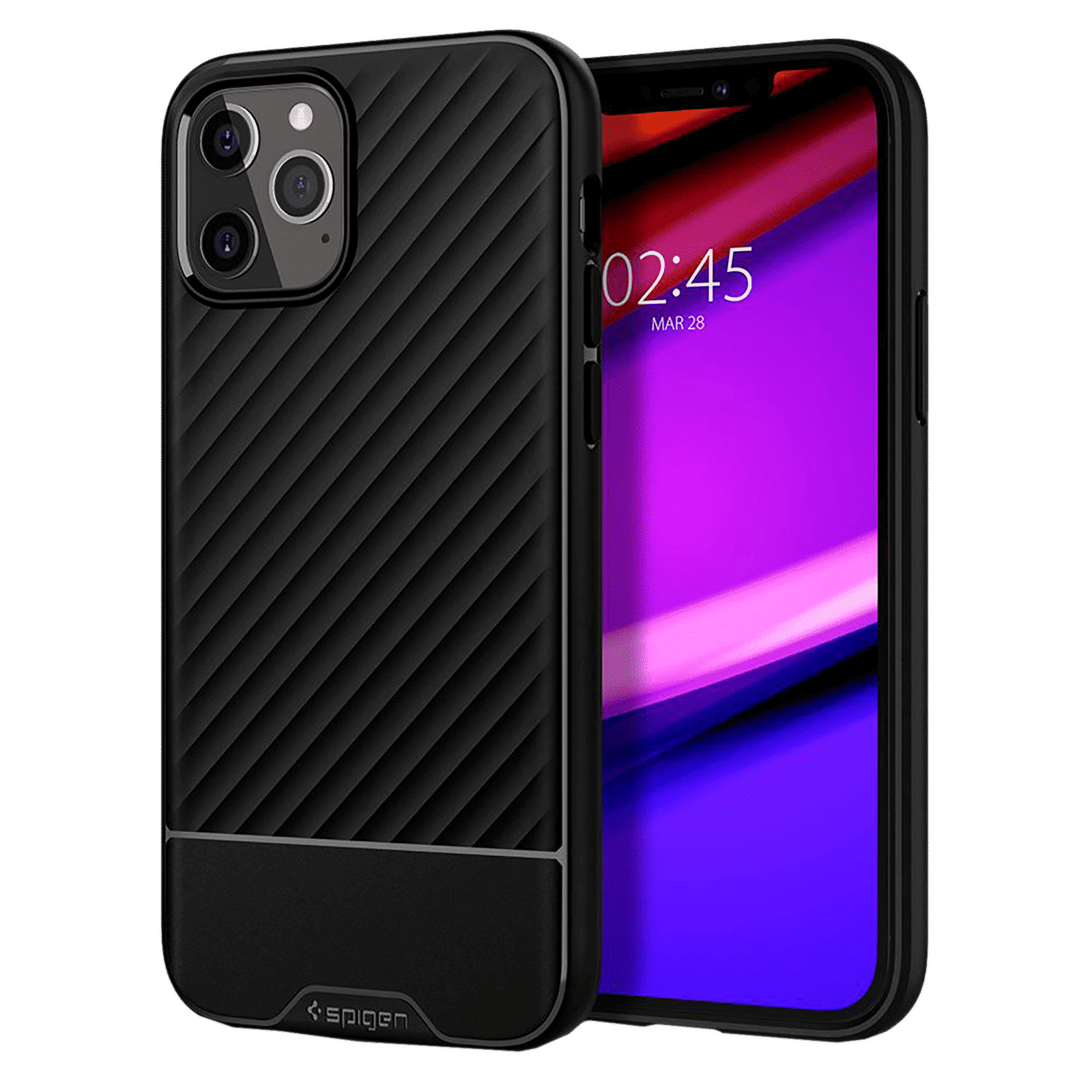 spigen Core Armor Thermoplastic Polyurethane Back Cover for Apple iPhone 12 and 12 Pro (Air Cushion Technology, Matte Black)_1