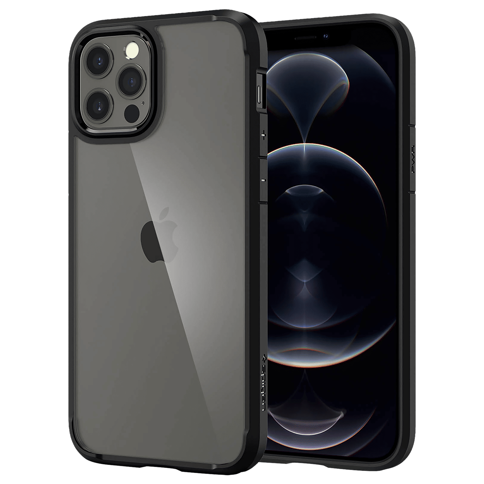 spigen Crystal Hybrid TPU Back Cover for Apple iPhone 12 and iPhone 12 Pro (Certified Military Grade Protection, Black)_10