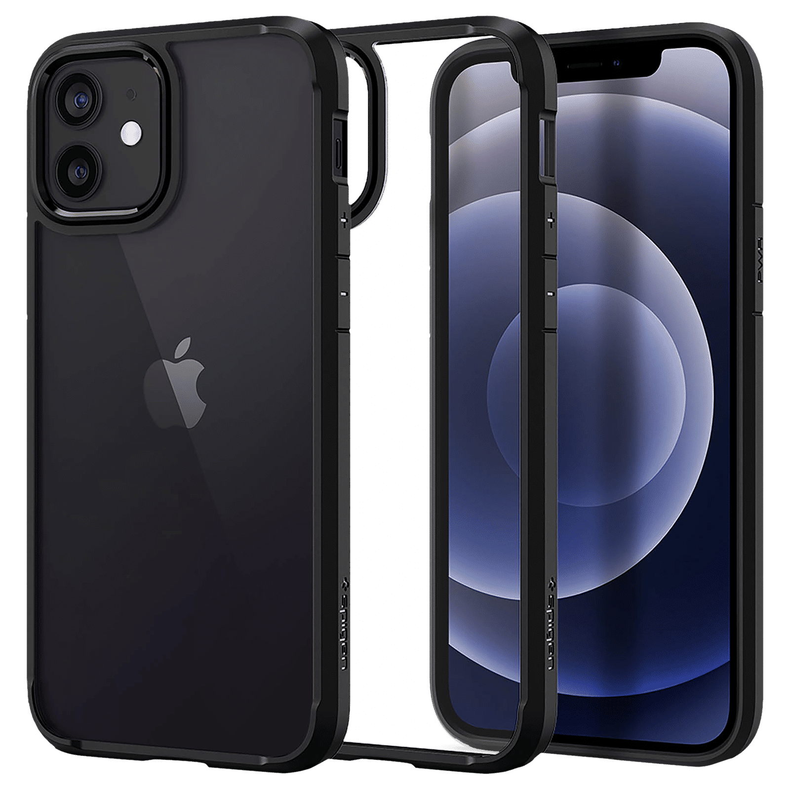 spigen Crystal Hybrid TPU Back Cover for Apple iPhone 12 and iPhone 12 Pro (Certified Military Grade Protection, Black)_11