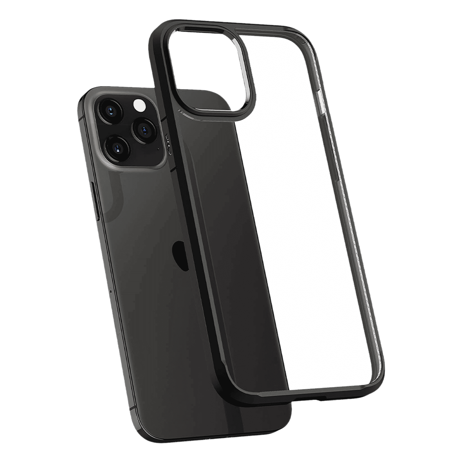 spigen Crystal Hybrid TPU Back Cover for Apple iPhone 12 and iPhone 12 Pro (Certified Military Grade Protection, Black)_5