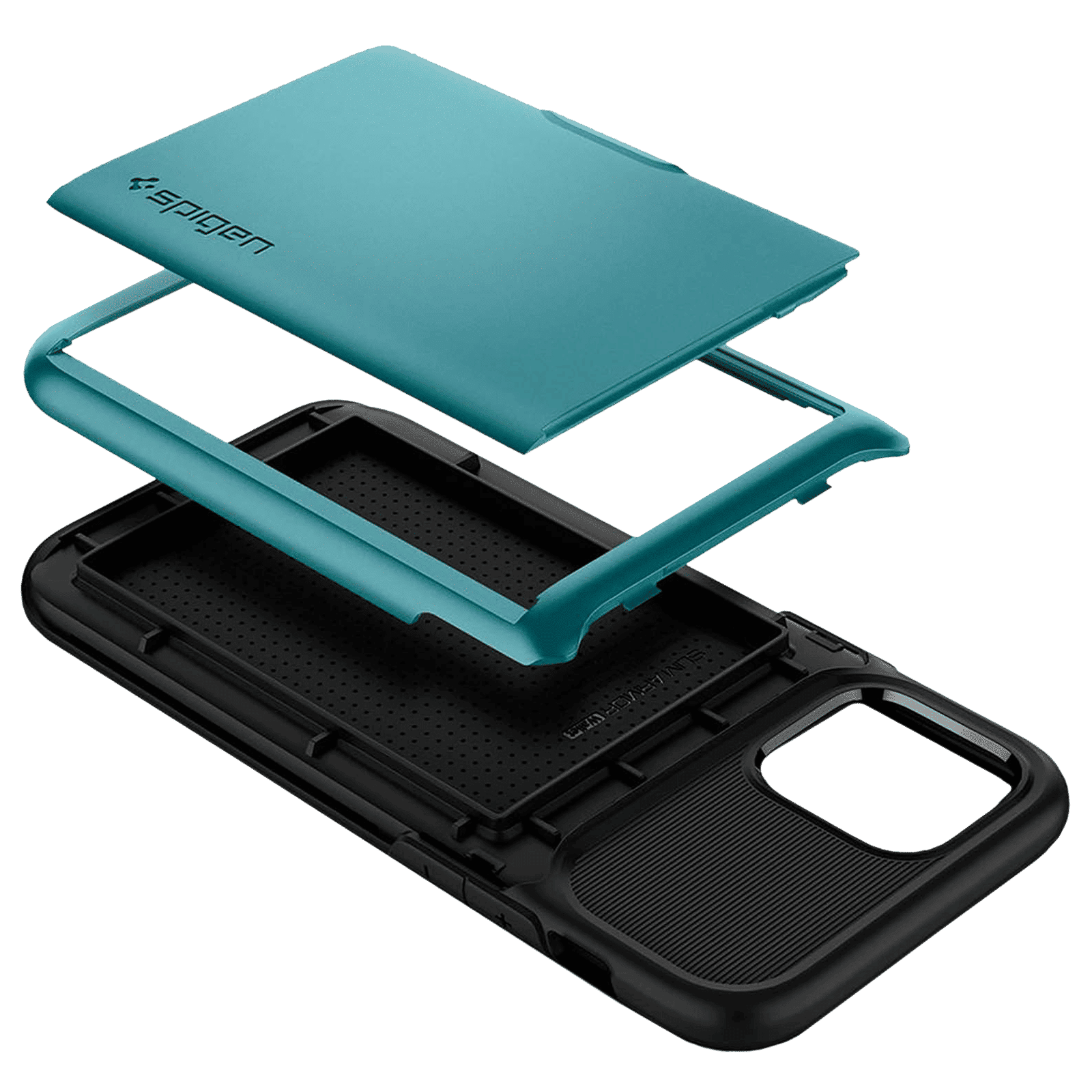 spigen Slim Armor Wallet TPU & Polycarbonate Back Cover for Apple iPhone 12, 12 Pro (Air Cushion Technology, Mint)_11