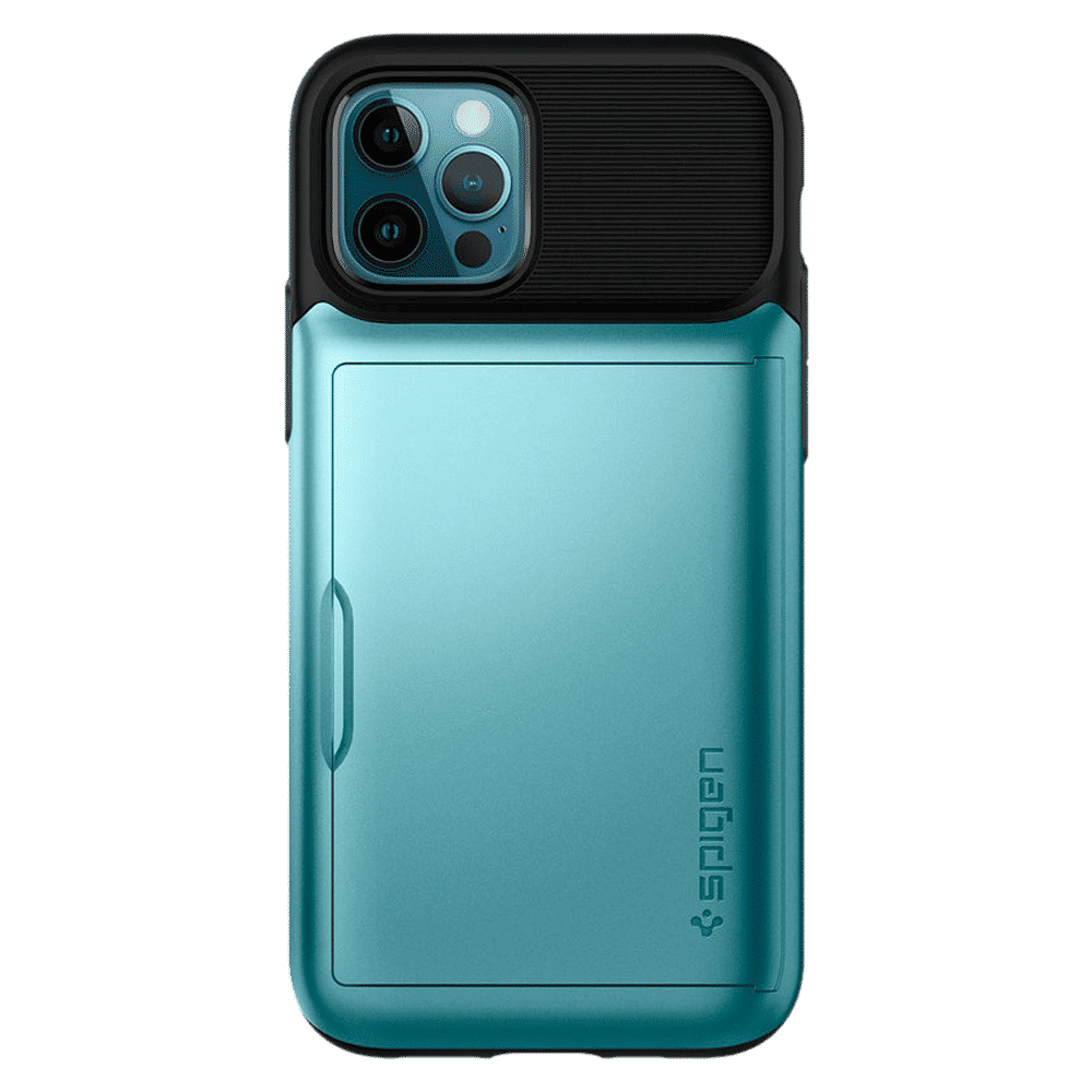 spigen Slim Armor Wallet TPU & Polycarbonate Back Cover for Apple iPhone 12, 12 Pro (Air Cushion Technology, Mint)_13