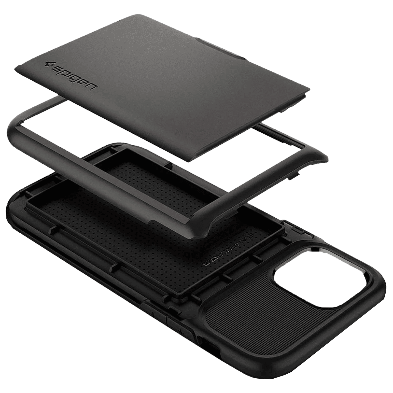 spigen Slim Armor Wallet TPU & Polycarbonate Back Cover for Apple iPhone 12, 12 Pro (Air Cushion Technology, Gunmetal)_10