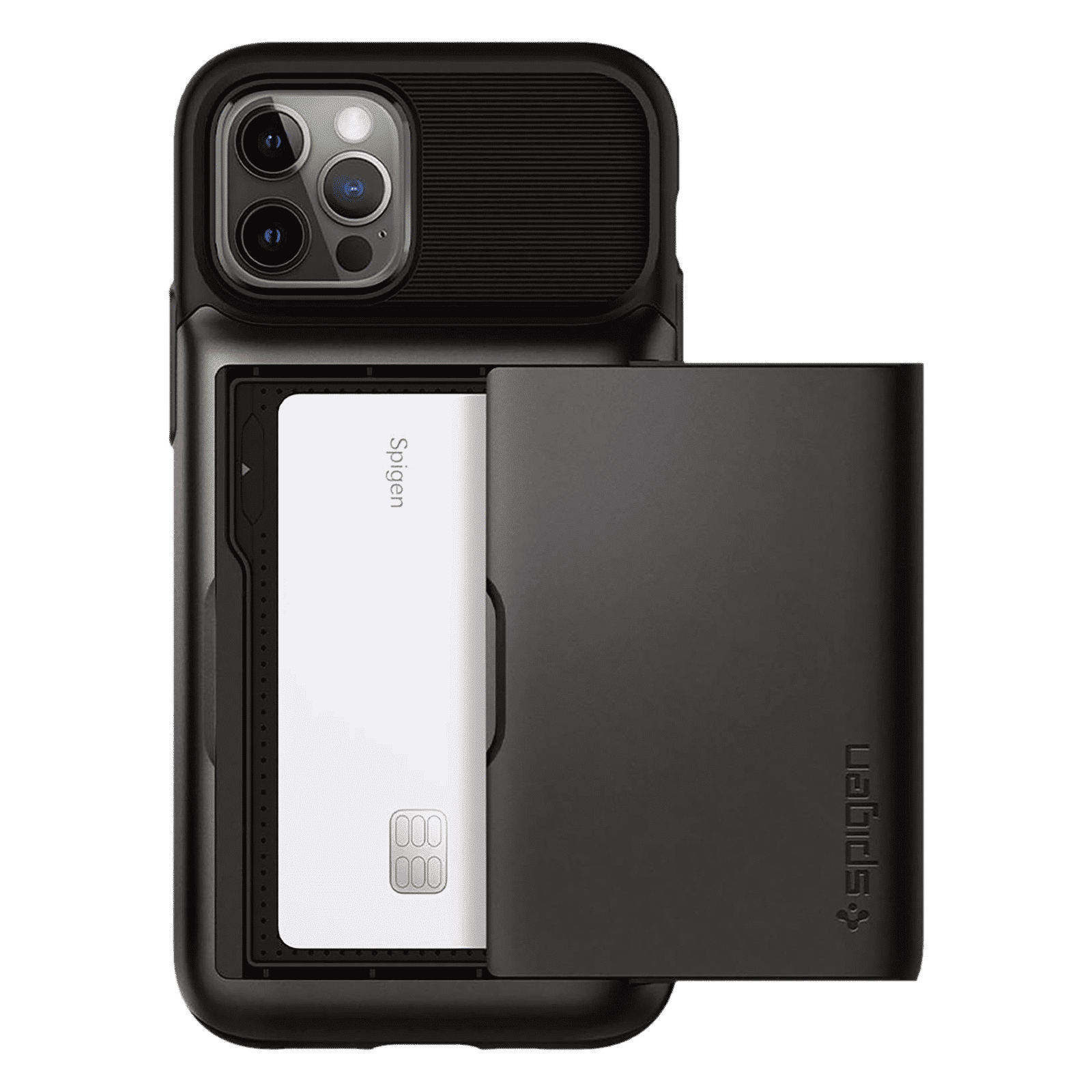 spigen Slim Armor Wallet TPU & Polycarbonate Back Cover for Apple iPhone 12, 12 Pro (Air Cushion Technology, Gunmetal)_4