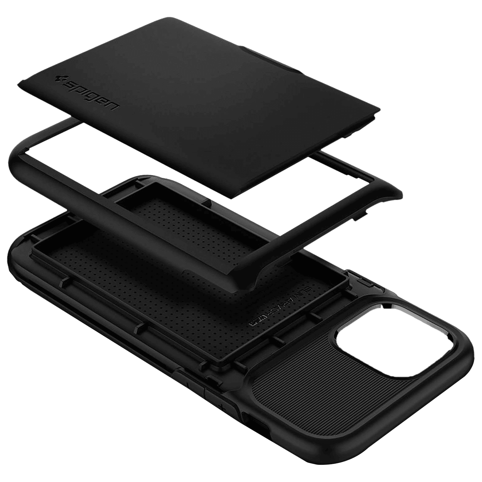 spigen Slim Armor Wallet TPU & Polycarbonate Back Cover for Apple iPhone 12, 12 Pro (Air Cushion Technology, Black)_9