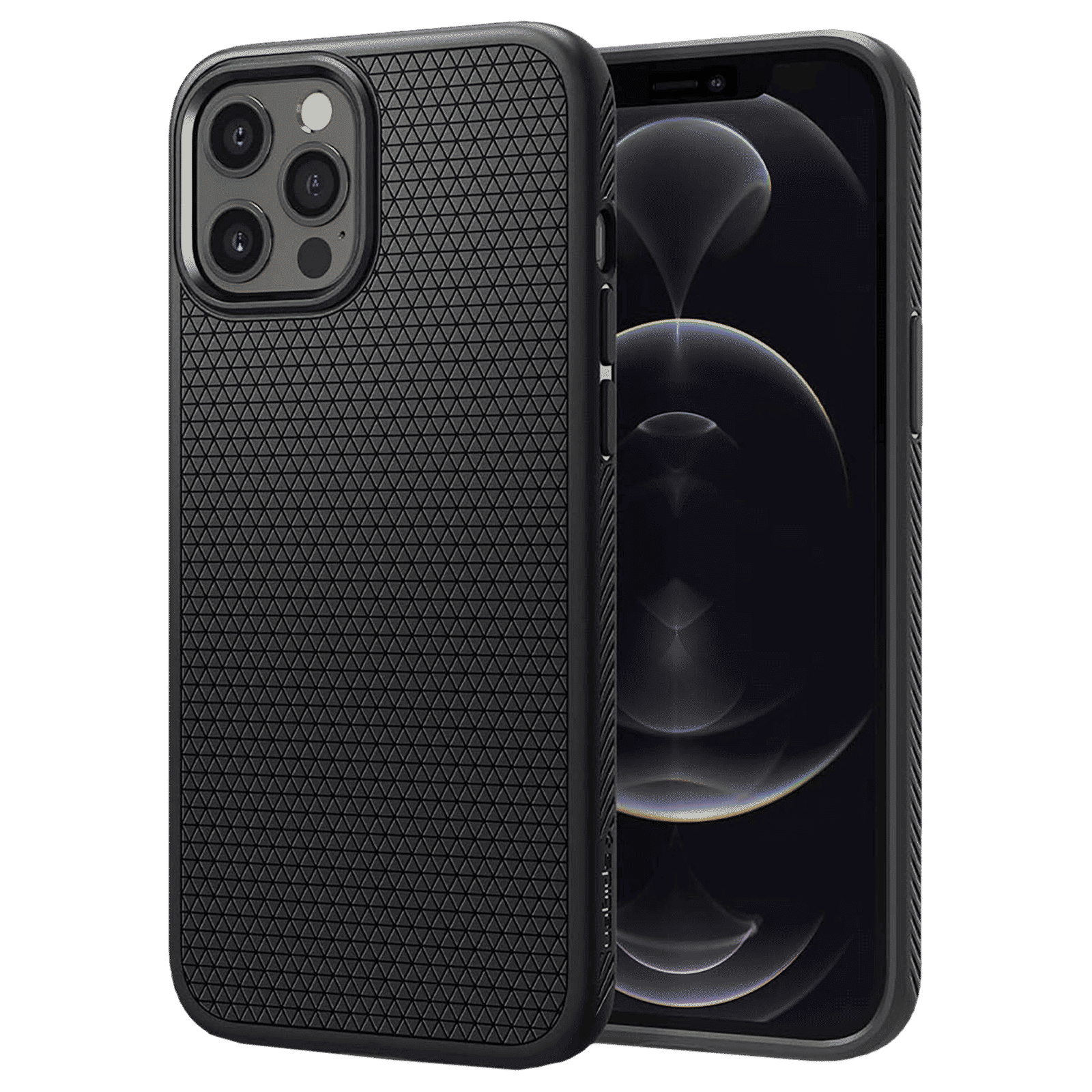 spigen Liquid Air TPU Back Cover for Apple iPhone 12, 12 Pro (Wireless Charging Compatible, Matte Black)_1