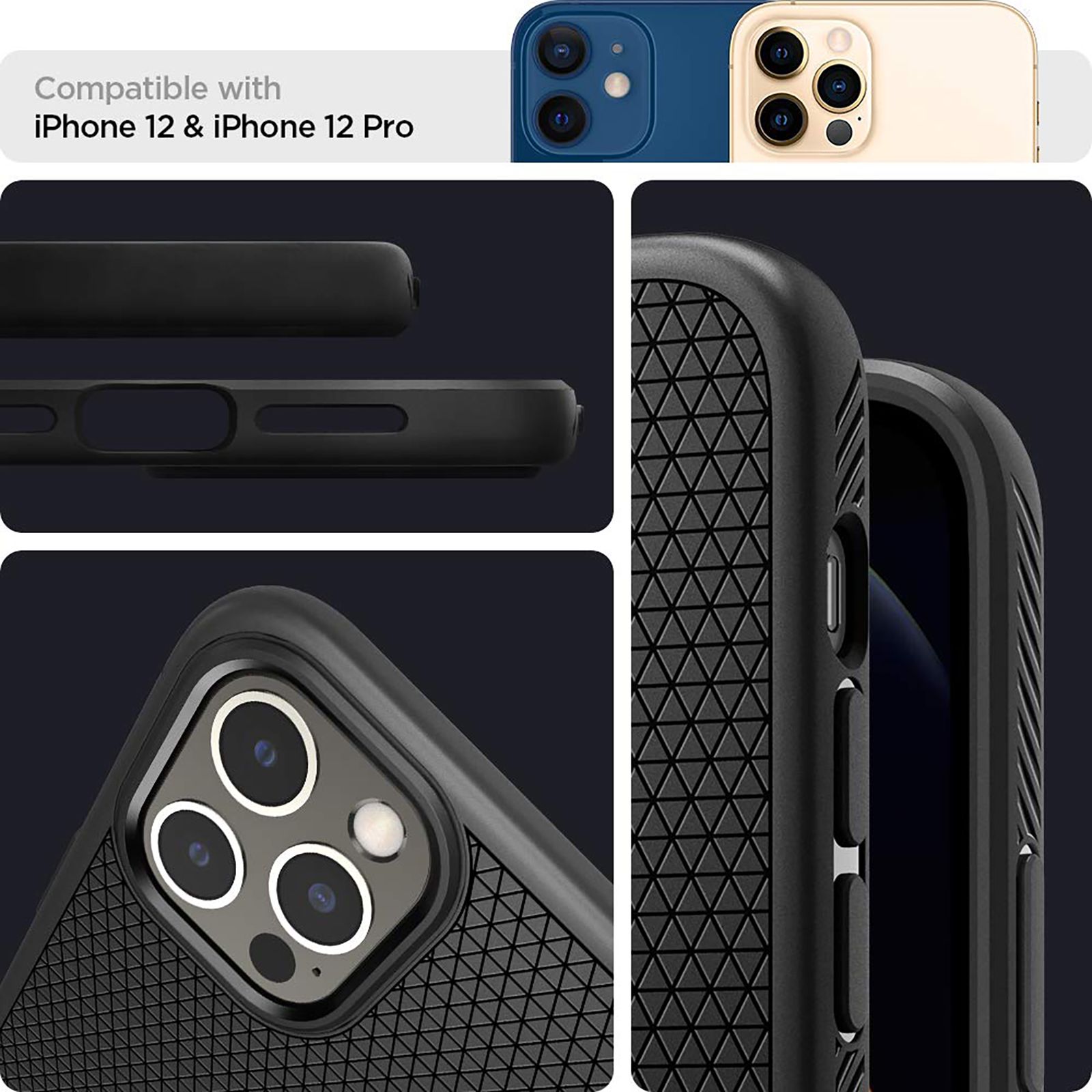 spigen Liquid Air TPU Back Cover for Apple iPhone 12, 12 Pro (Wireless Charging Compatible, Matte Black)_8