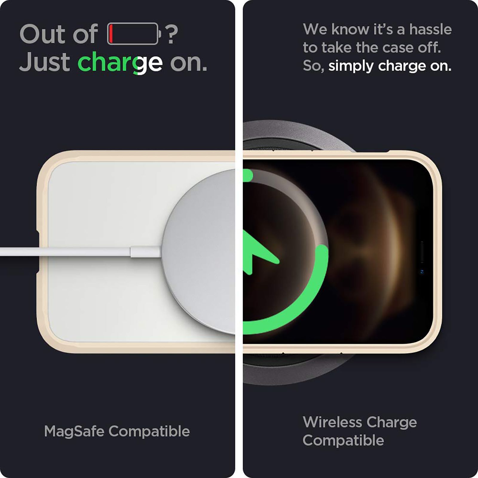 spigen Ultra Hybrid TPU & Polycarbonate Back Cover for Apple iPhone 12, 12 Pro (Supports Wireless Charging, Sand Beige)_10