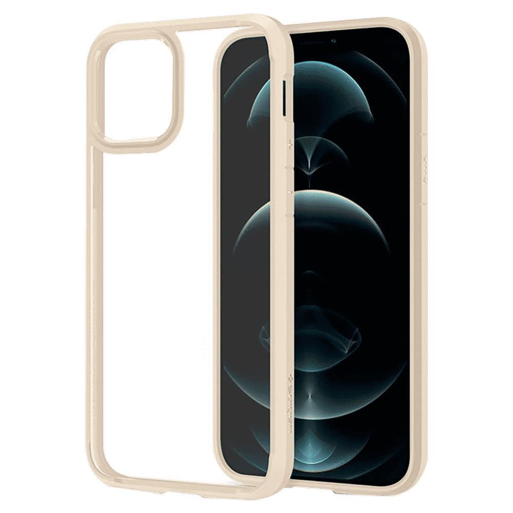 spigen Ultra Hybrid TPU & Polycarbonate Back Cover for Apple iPhone 12, 12 Pro (Supports Wireless Charging, Sand Beige)_13