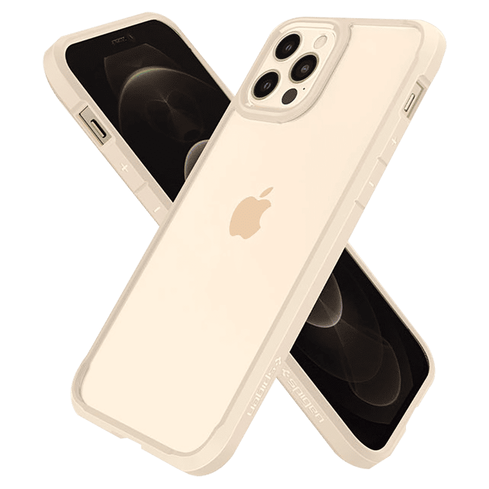 spigen Ultra Hybrid TPU & Polycarbonate Back Cover for Apple iPhone 12, 12 Pro (Supports Wireless Charging, Sand Beige)_15