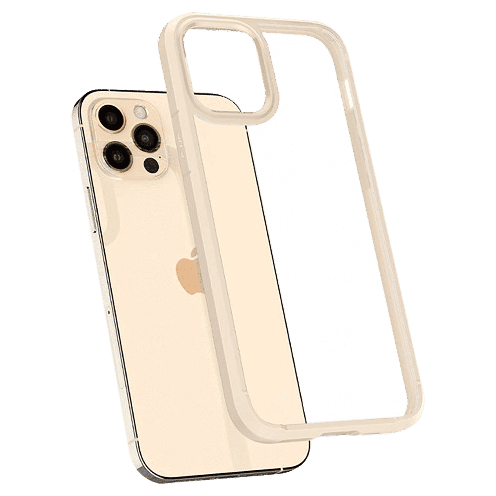 spigen Ultra Hybrid TPU & Polycarbonate Back Cover for Apple iPhone 12, 12 Pro (Supports Wireless Charging, Sand Beige)_16