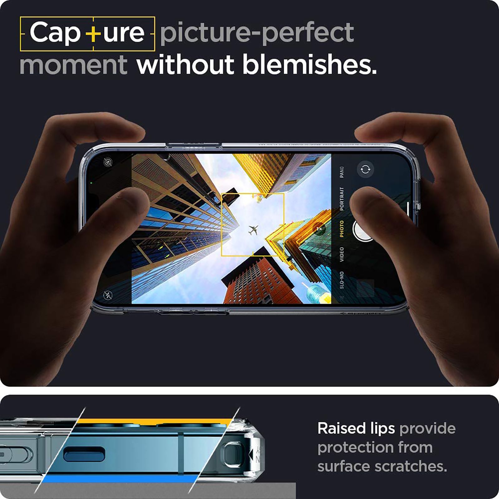 spigen Ultra Hybrid TPU & Polycarbonate Back Cover for Apple iPhone 12, 12 Pro (Air Cushion Technology, Crystal Clear)_6