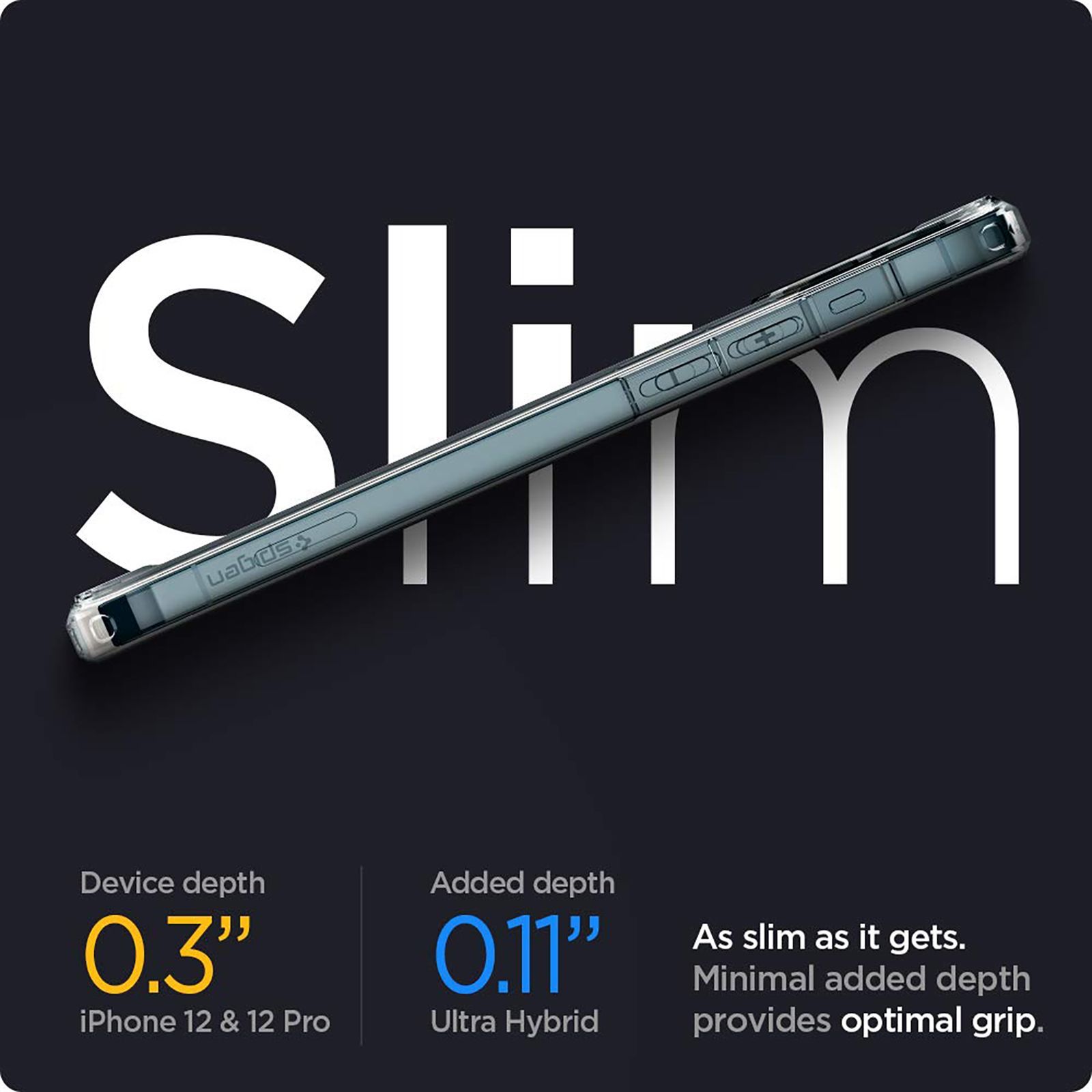 spigen Ultra Hybrid TPU & Polycarbonate Back Cover for Apple iPhone 12, 12 Pro (Air Cushion Technology, Crystal Clear)_4