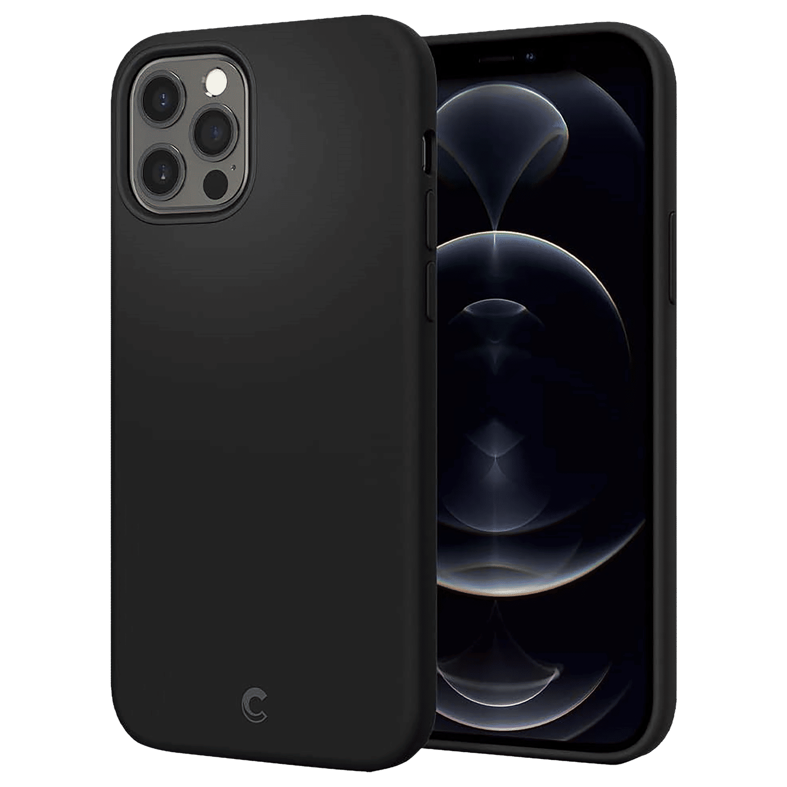 spigen Cyrill TPU Back Cover for Apple iPhone 12 and iPhone 12 Pro (Microfiber Material, Black )_1
