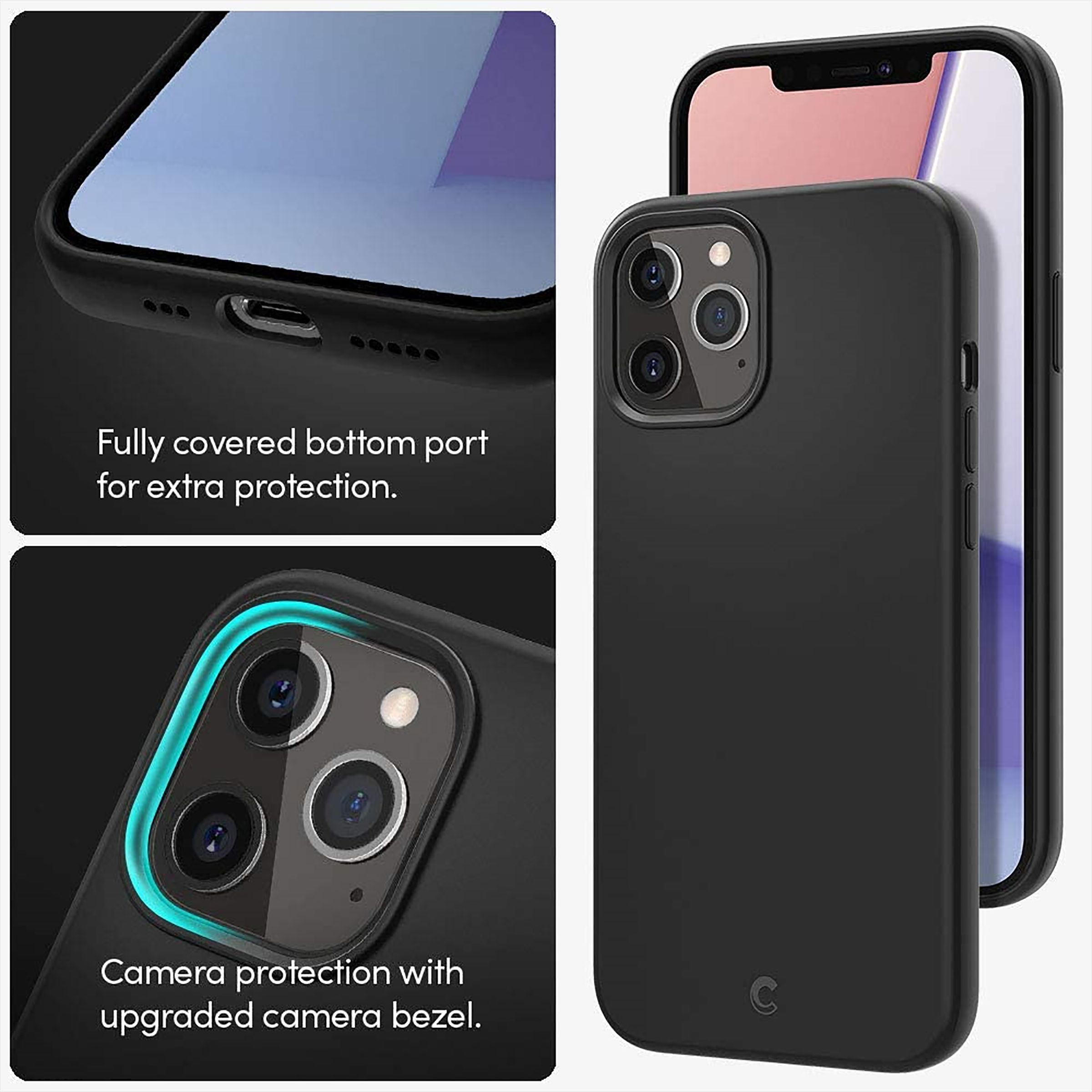 spigen Cyrill TPU Back Cover for Apple iPhone 12 and iPhone 12 Pro (Microfiber Material, Black )_3