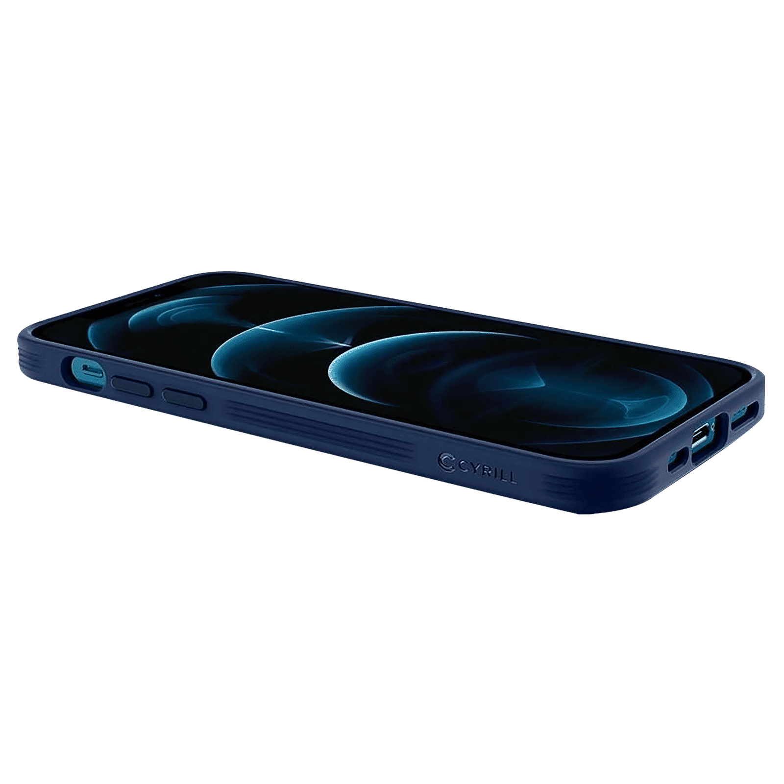 spigen Cyrill Polycarbonate,TPU & Faux Leather Back Cover for Apple iPhone 12, 12 Pro (Air Cushion Technology, Navy)_8