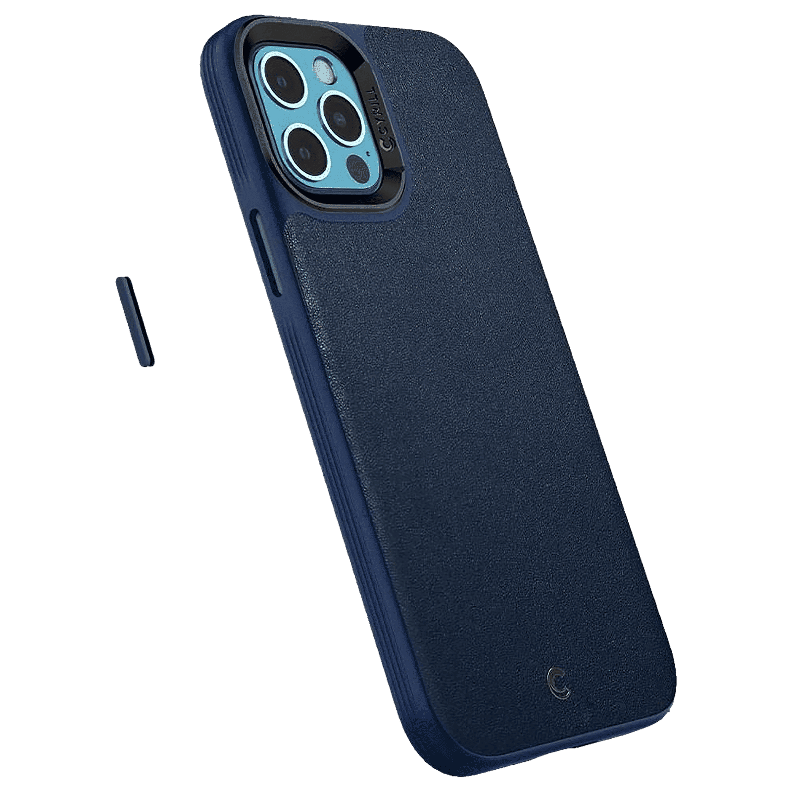 spigen Cyrill Polycarbonate,TPU & Faux Leather Back Cover for Apple iPhone 12, 12 Pro (Air Cushion Technology, Navy)_12