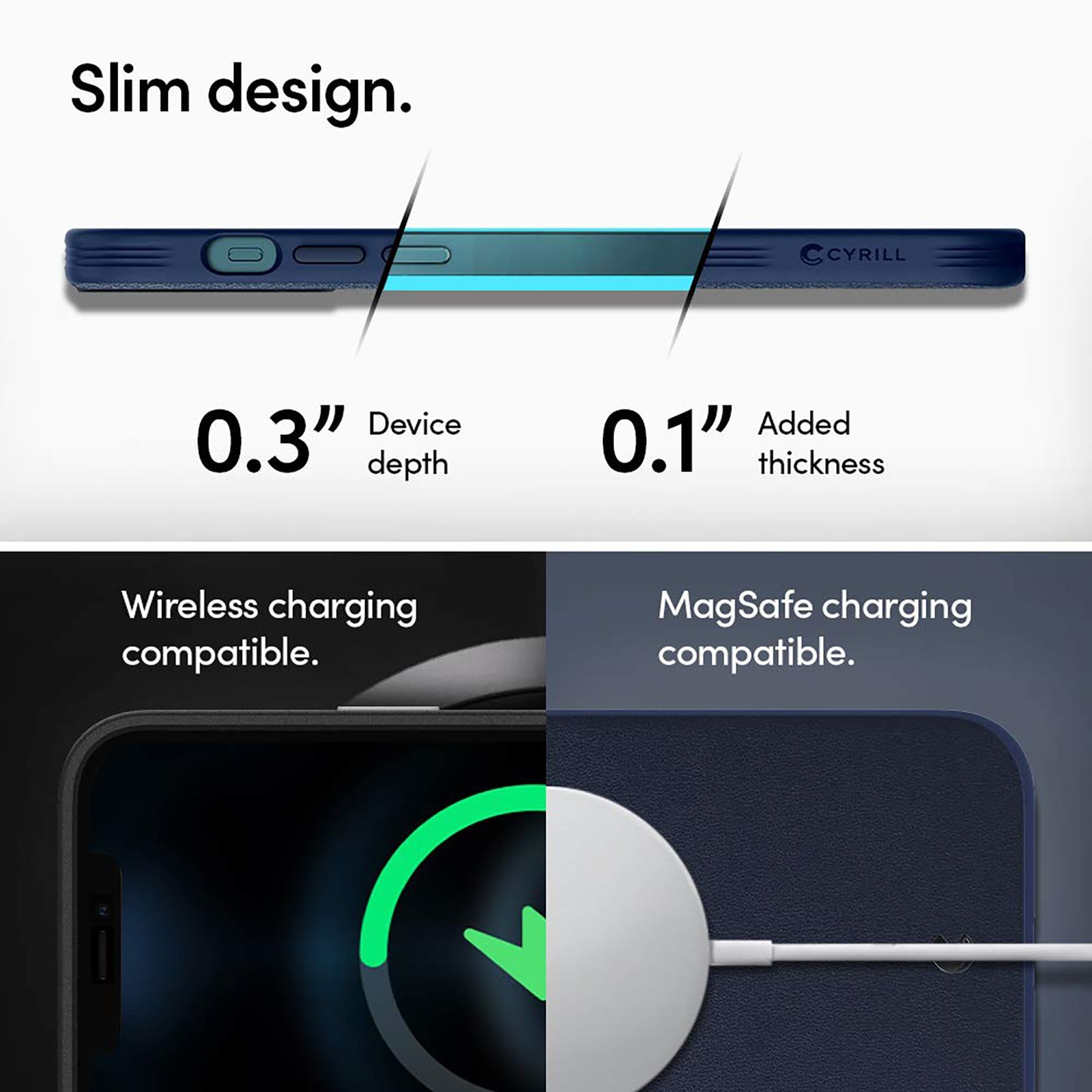 spigen Cyrill Polycarbonate,TPU & Faux Leather Back Cover for Apple iPhone 12, 12 Pro (Air Cushion Technology, Navy)_16