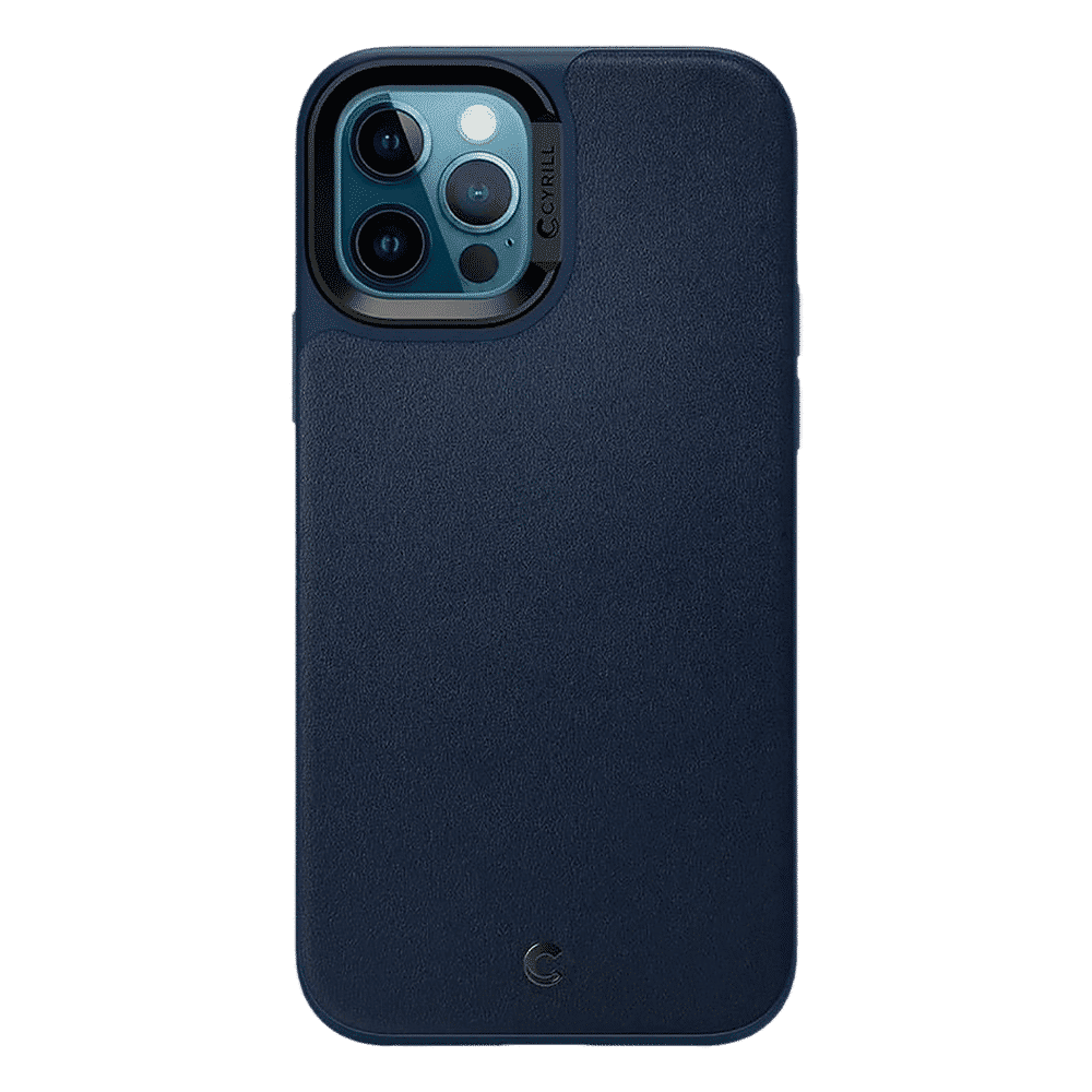 spigen Cyrill Polycarbonate,TPU & Faux Leather Back Cover for Apple iPhone 12, 12 Pro (Air Cushion Technology, Navy)_4