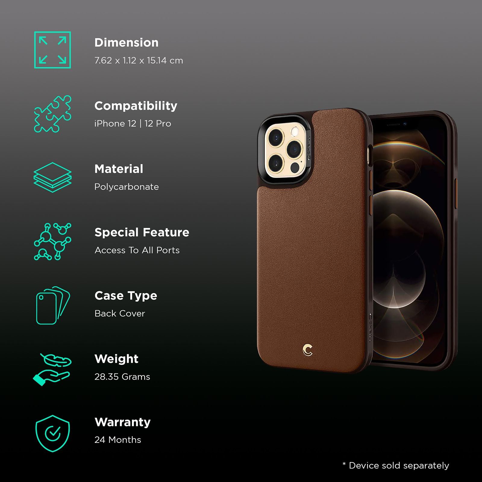 spigen Polycarbonate Back Case For iPhone 12 / iPhone 12 Pro (Dual Protection, ACS01733, Saddle Brown) spigen Polycarbonate Back Case For iPhone 12 / iPhone 12 Pro (Dual Protection, ACS01733, Saddle Brown)_2