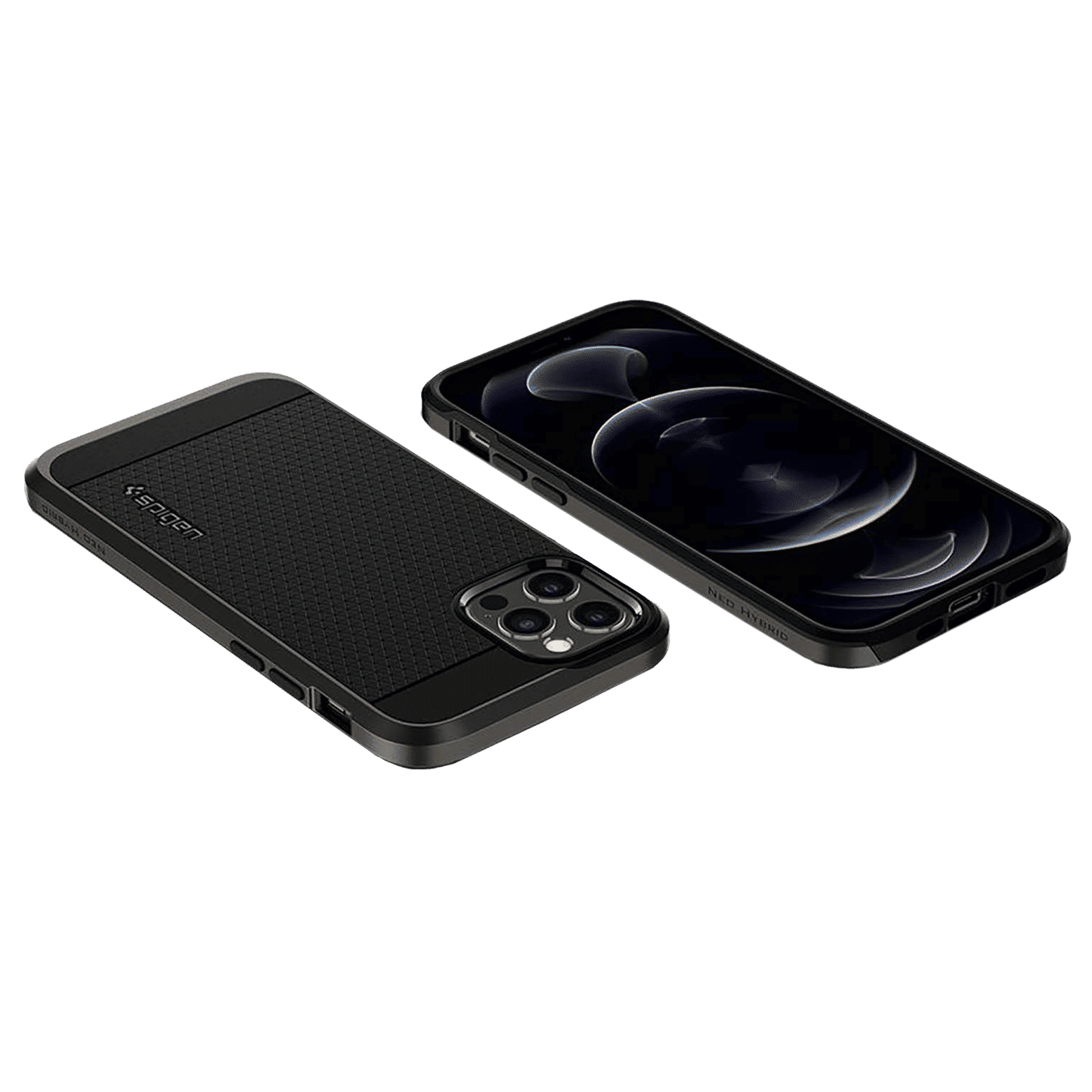 spigen Neo Hybrid Polycarbonate & TPU Back Cover for Apple iPhone 12, 12 Pro (Raised Edges, Gunmetal)_8