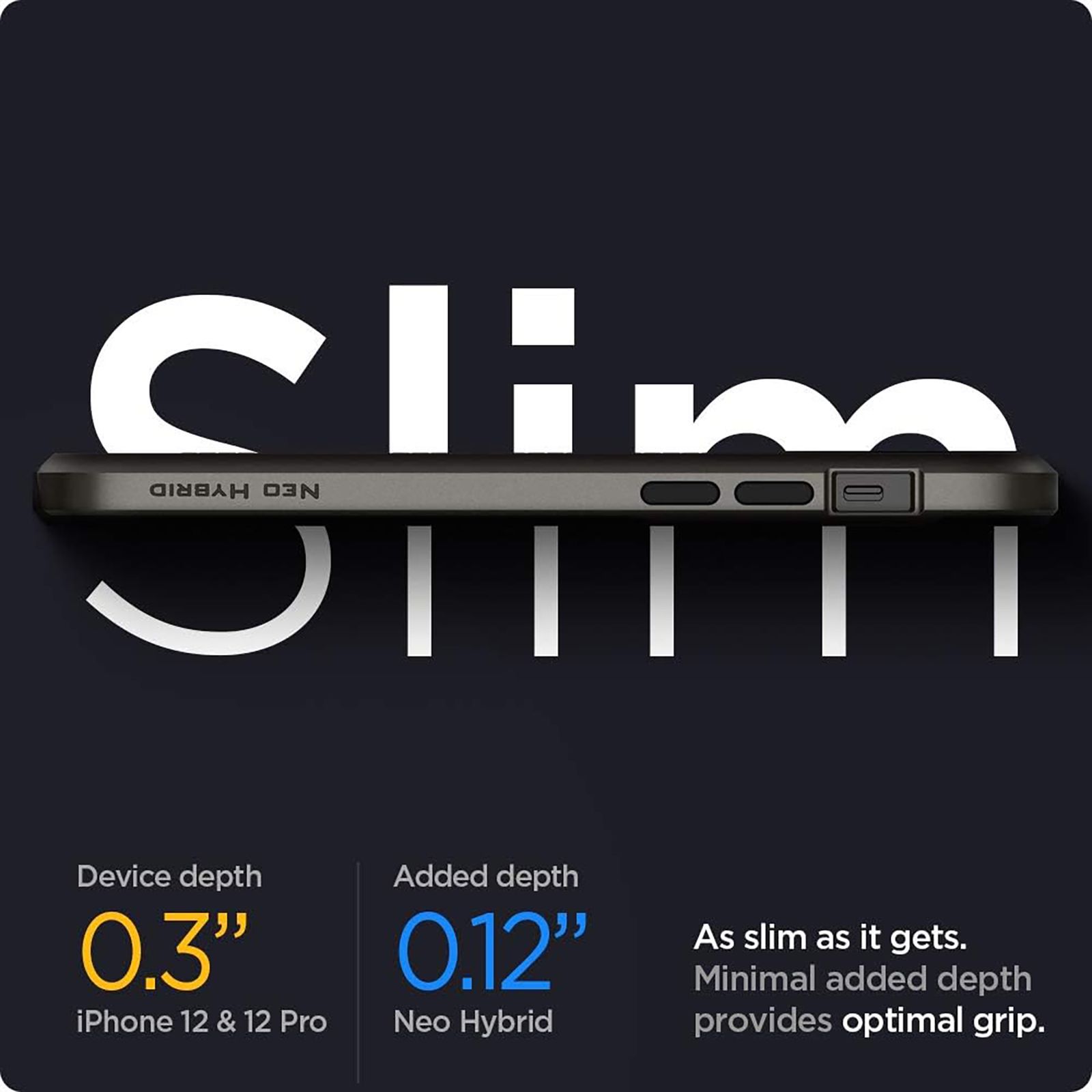 spigen Neo Hybrid Polycarbonate & TPU Back Cover for Apple iPhone 12, 12 Pro (Raised Edges, Gunmetal)_13