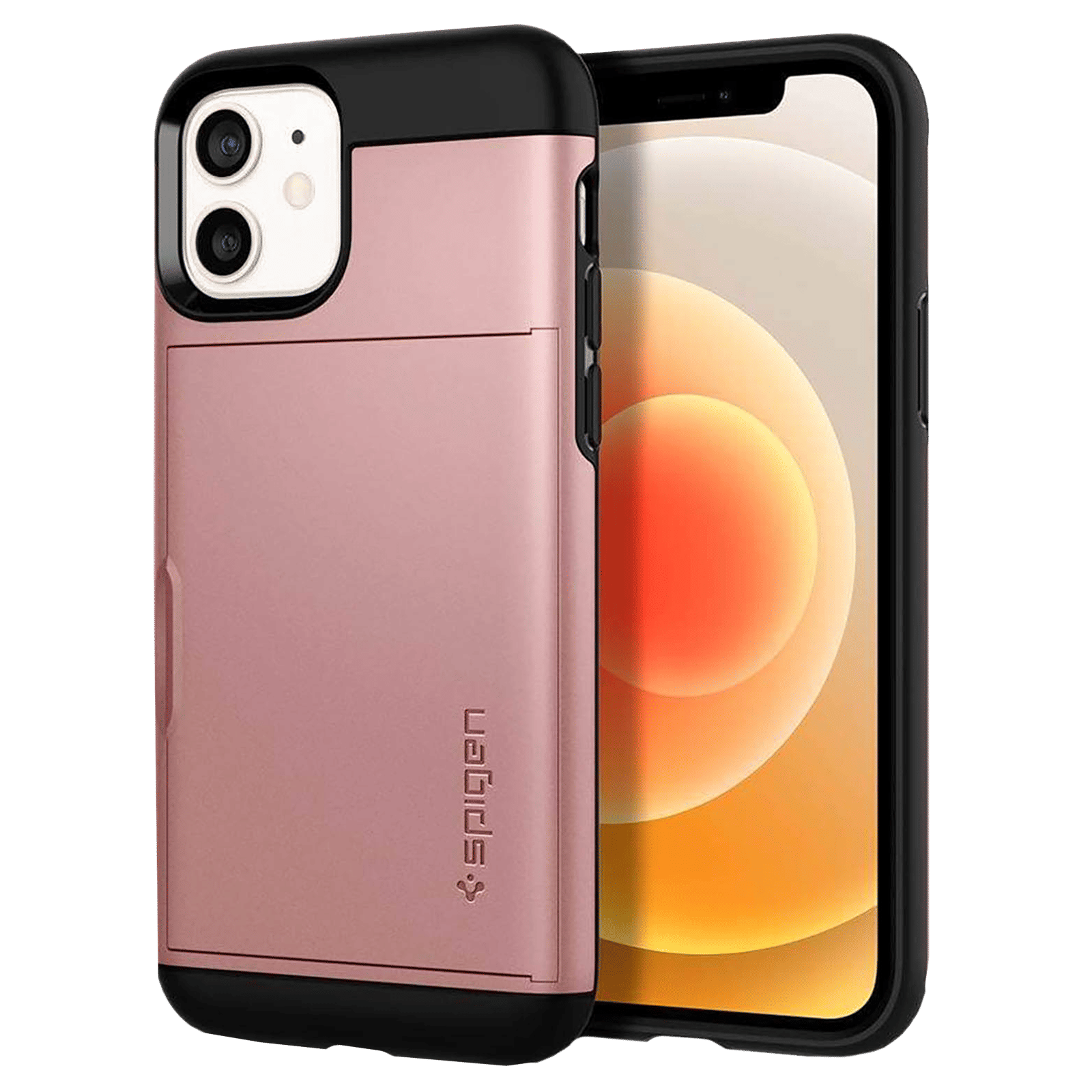 spigen Slim Armor CS TPU Back Cover for Apple iPhone 12, 12 Pro (Air Cushion Technology, Rose Gold)_1