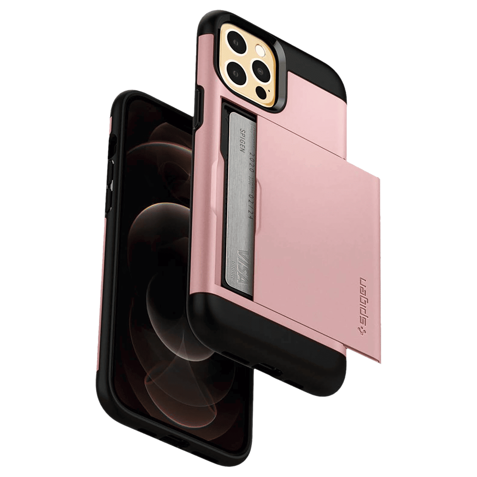 spigen Slim Armor CS TPU Back Cover for Apple iPhone 12, 12 Pro (Air Cushion Technology, Rose Gold)_7