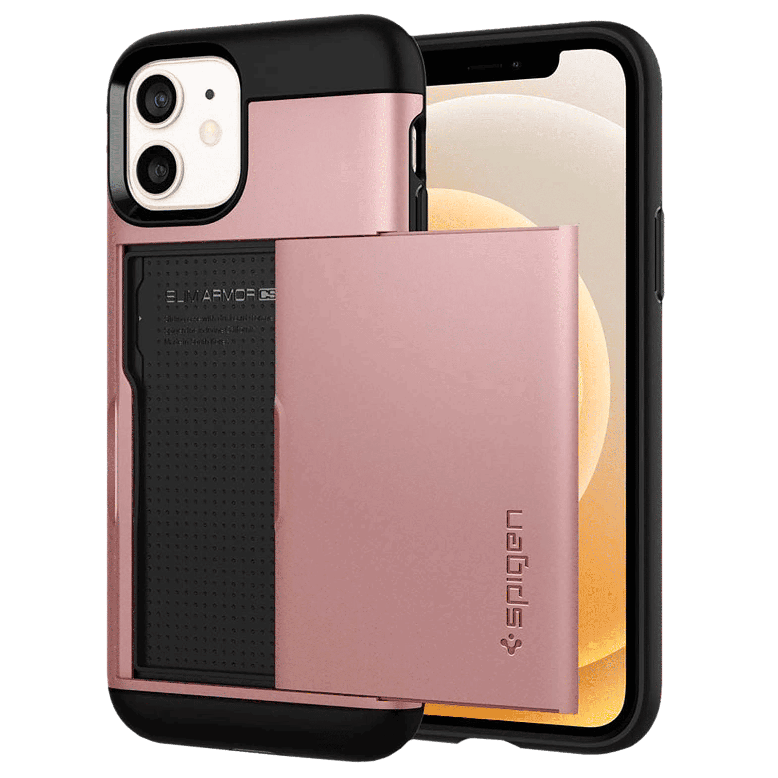 spigen Slim Armor CS TPU Back Cover for Apple iPhone 12, 12 Pro (Air Cushion Technology, Rose Gold)_9