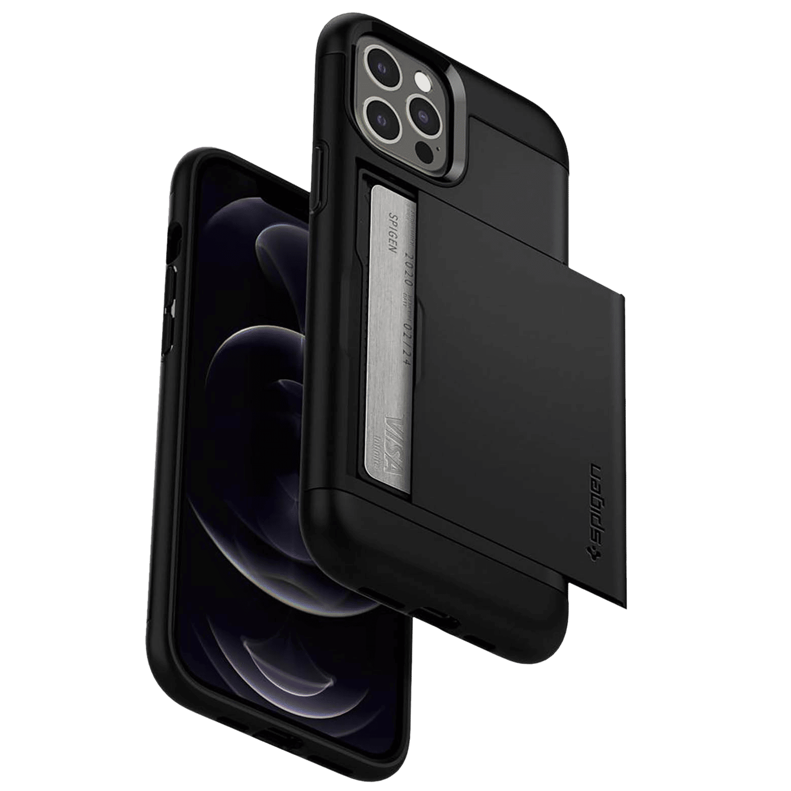 spigen Slim Armor CS TPU & Polycarbonate Back Cover for Apple iPhone 12, 12 Pro (Air Cushion Technology, Black)_10