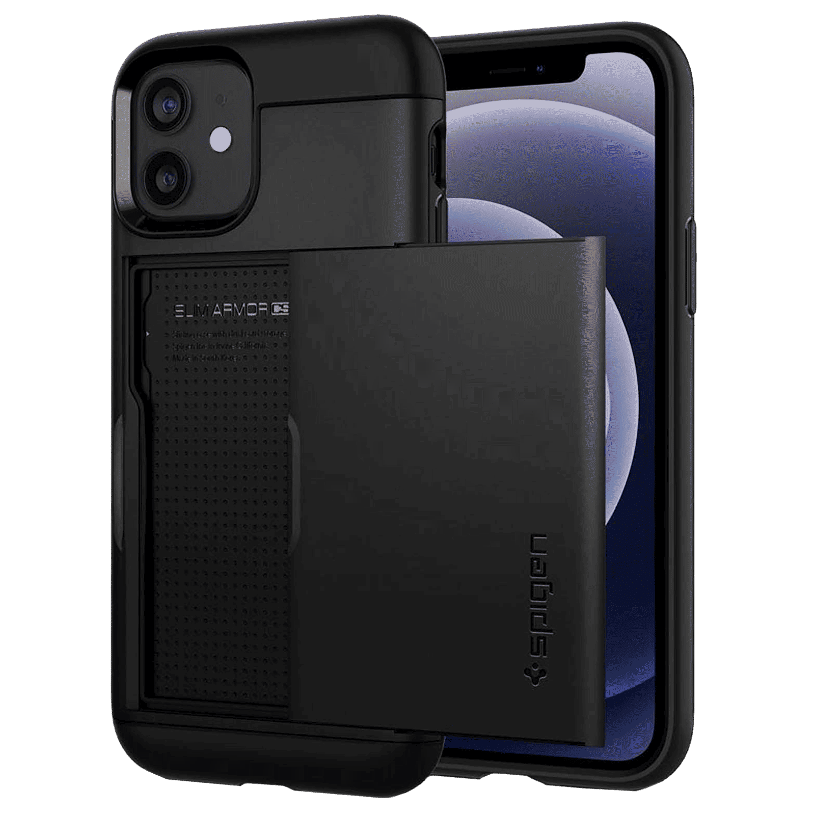 spigen Slim Armor CS TPU & Polycarbonate Back Cover for Apple iPhone 12, 12 Pro (Air Cushion Technology, Black)_11