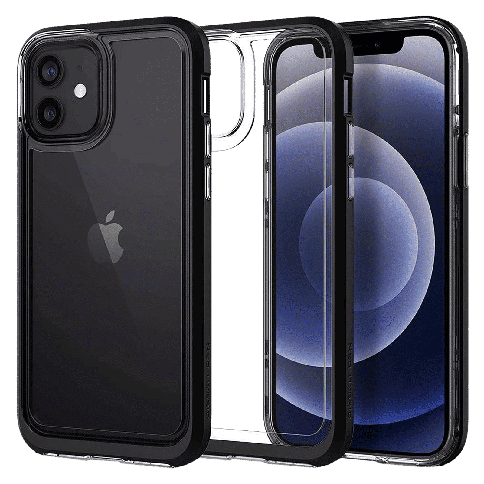 spigen Neo Hybrid Crystal TPU & PC Back Case For iPhone 12/iPhone 12 Pro (Hybrid Structure, ACS01706, Black)_10