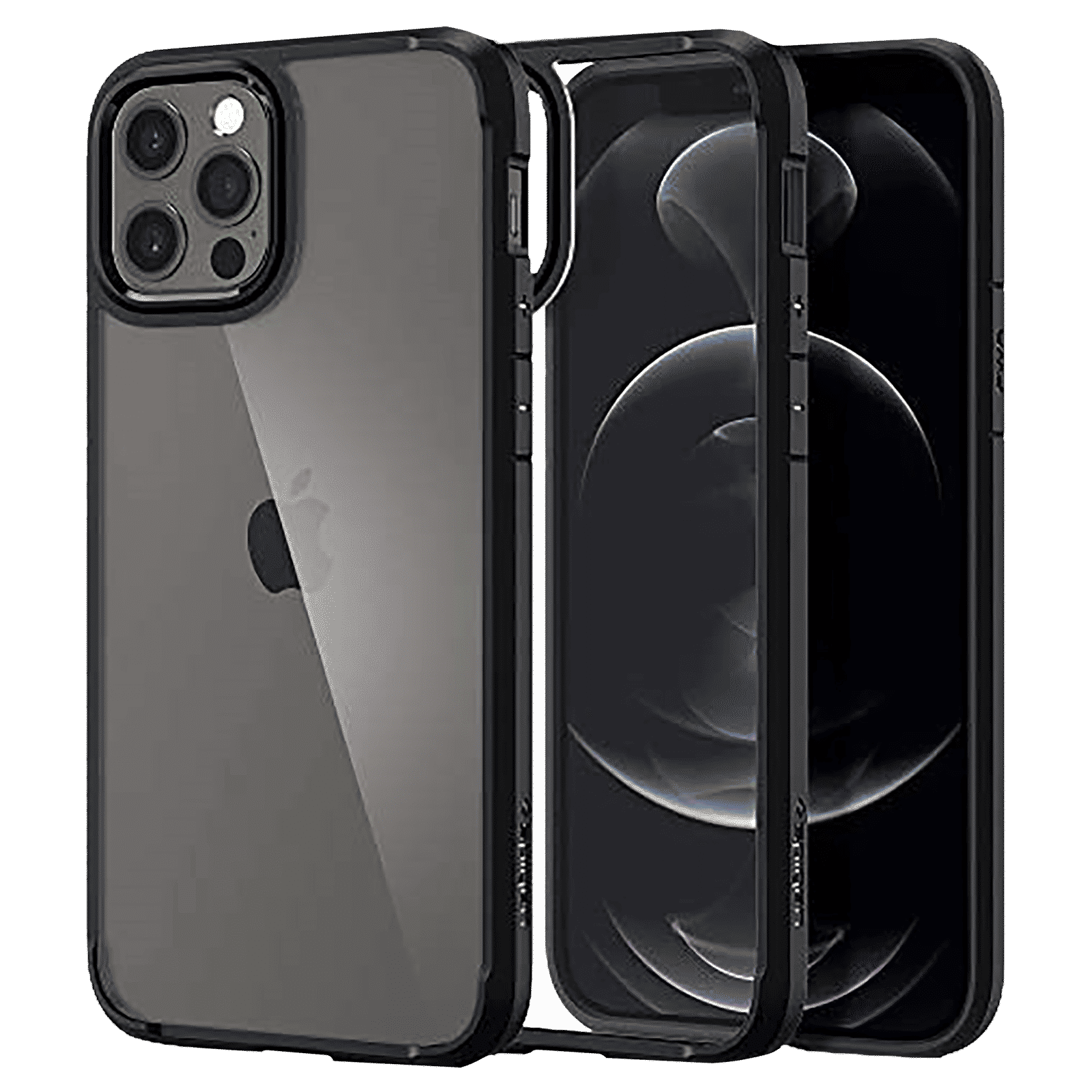 spigen Ultra Hybrid TPU & Polycarbonate Back Cover for Apple iPhone 12, 12 Pro (Raised Bezels, Matte Black)_1