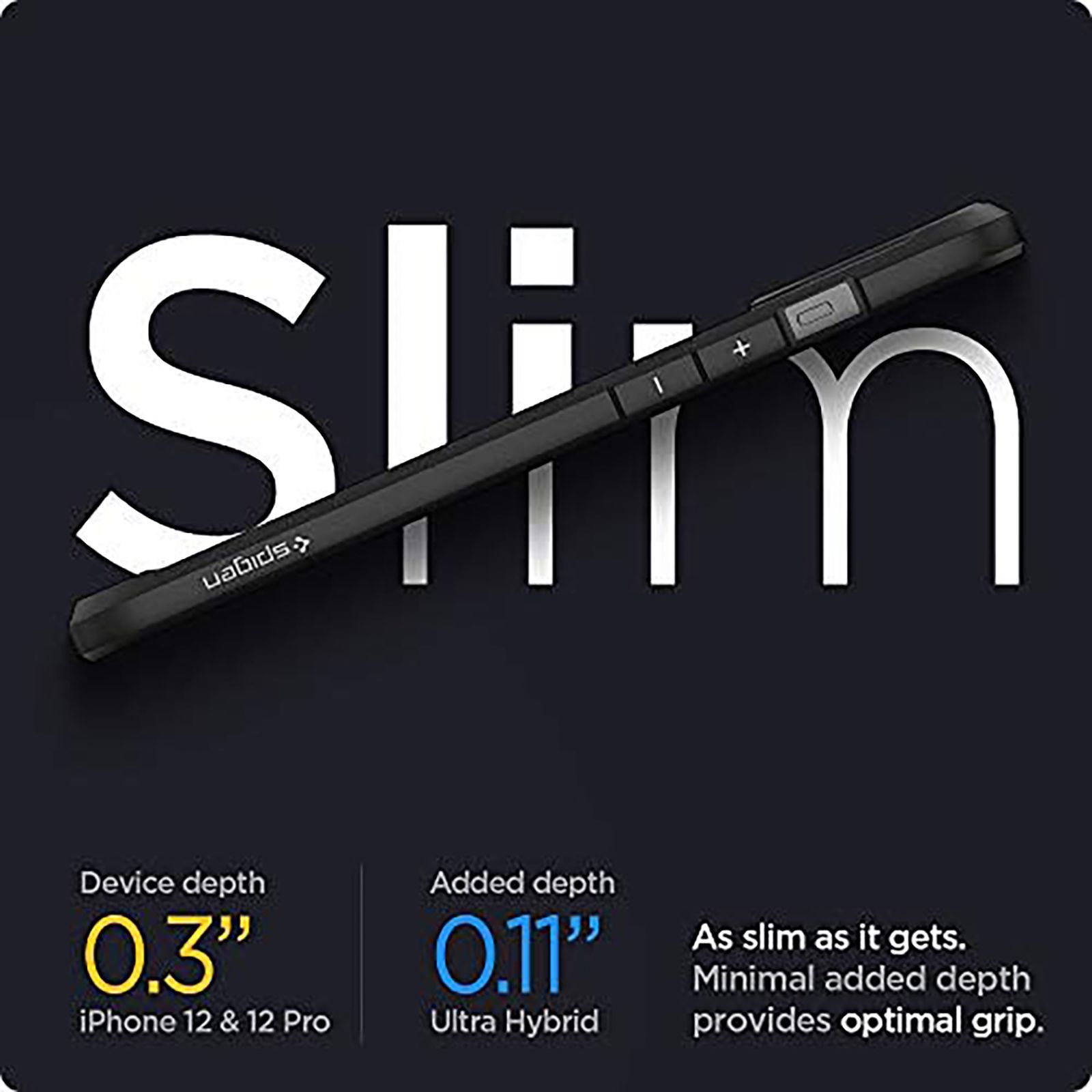 spigen Ultra Hybrid TPU & Polycarbonate Back Cover for Apple iPhone 12, 12 Pro (Raised Bezels, Matte Black)_11