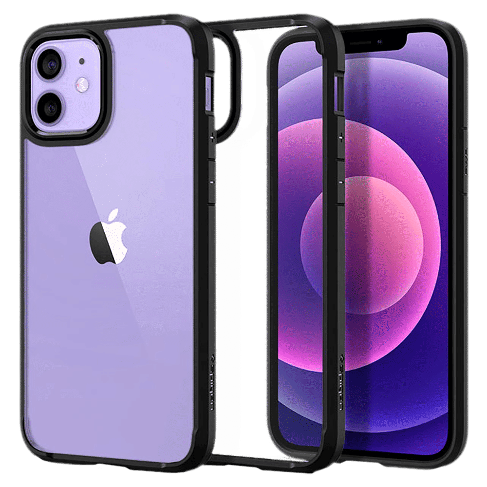 spigen Ultra Hybrid TPU & Polycarbonate Back Cover for Apple iPhone 12, 12 Pro (Raised Bezels, Matte Black)_14