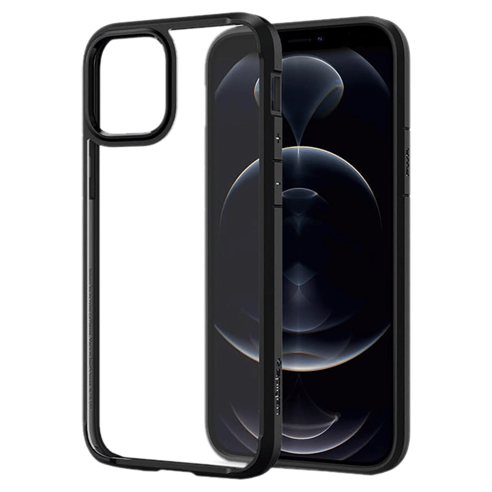 spigen Ultra Hybrid TPU & Polycarbonate Back Cover for Apple iPhone 12, 12 Pro (Raised Bezels, Matte Black)_15