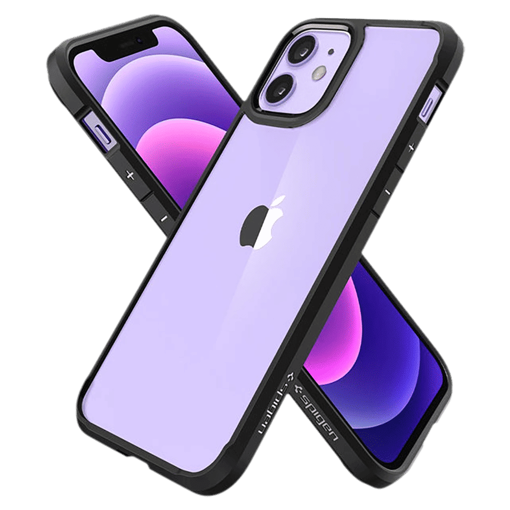 spigen Ultra Hybrid TPU & Polycarbonate Back Cover for Apple iPhone 12, 12 Pro (Raised Bezels, Matte Black)_17
