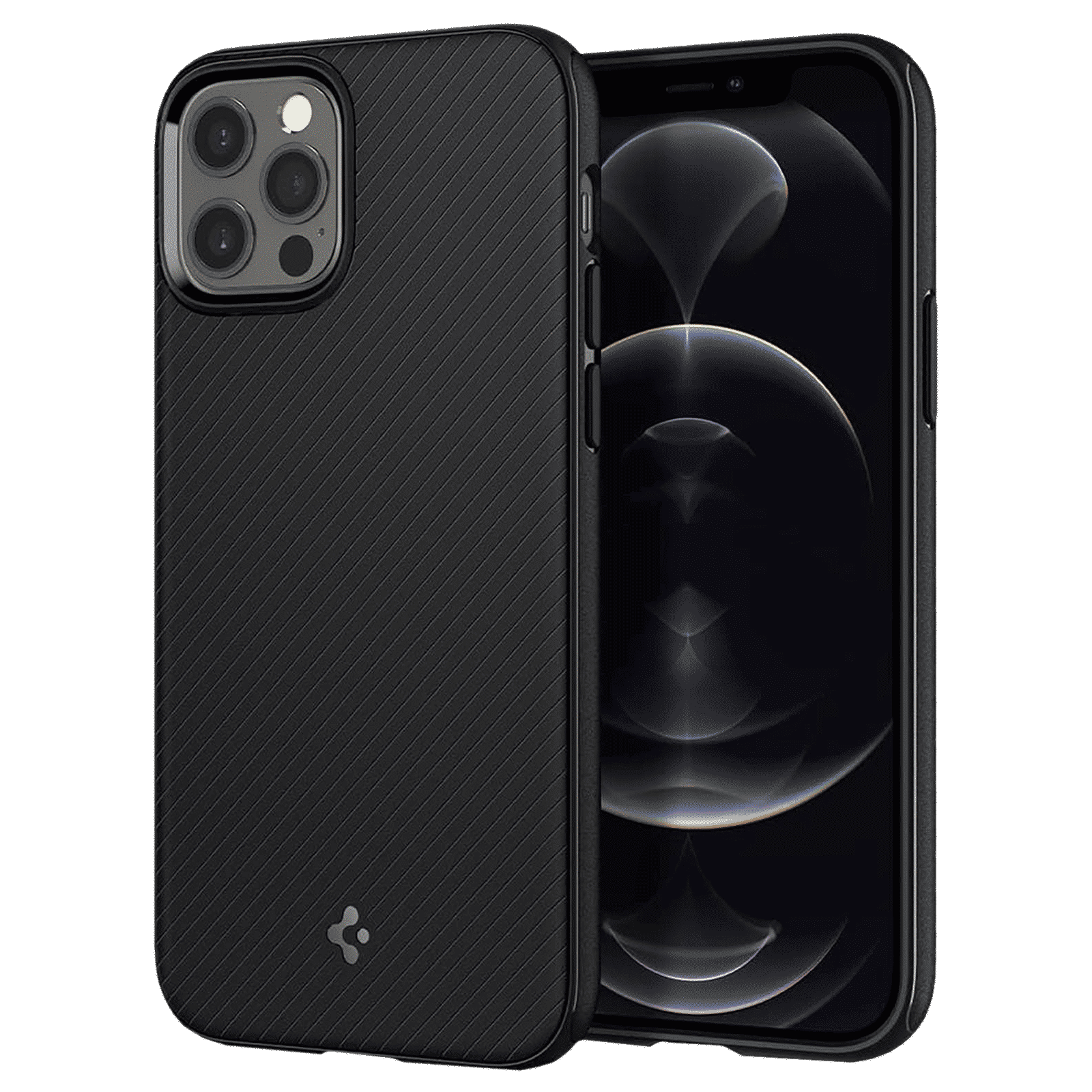 spigen Mag Armor TPU & PC Back Case For iPhone 12/iPhone 12 Pro (Slim & Grip-Friendly, ACS01865, Matte Black)_1